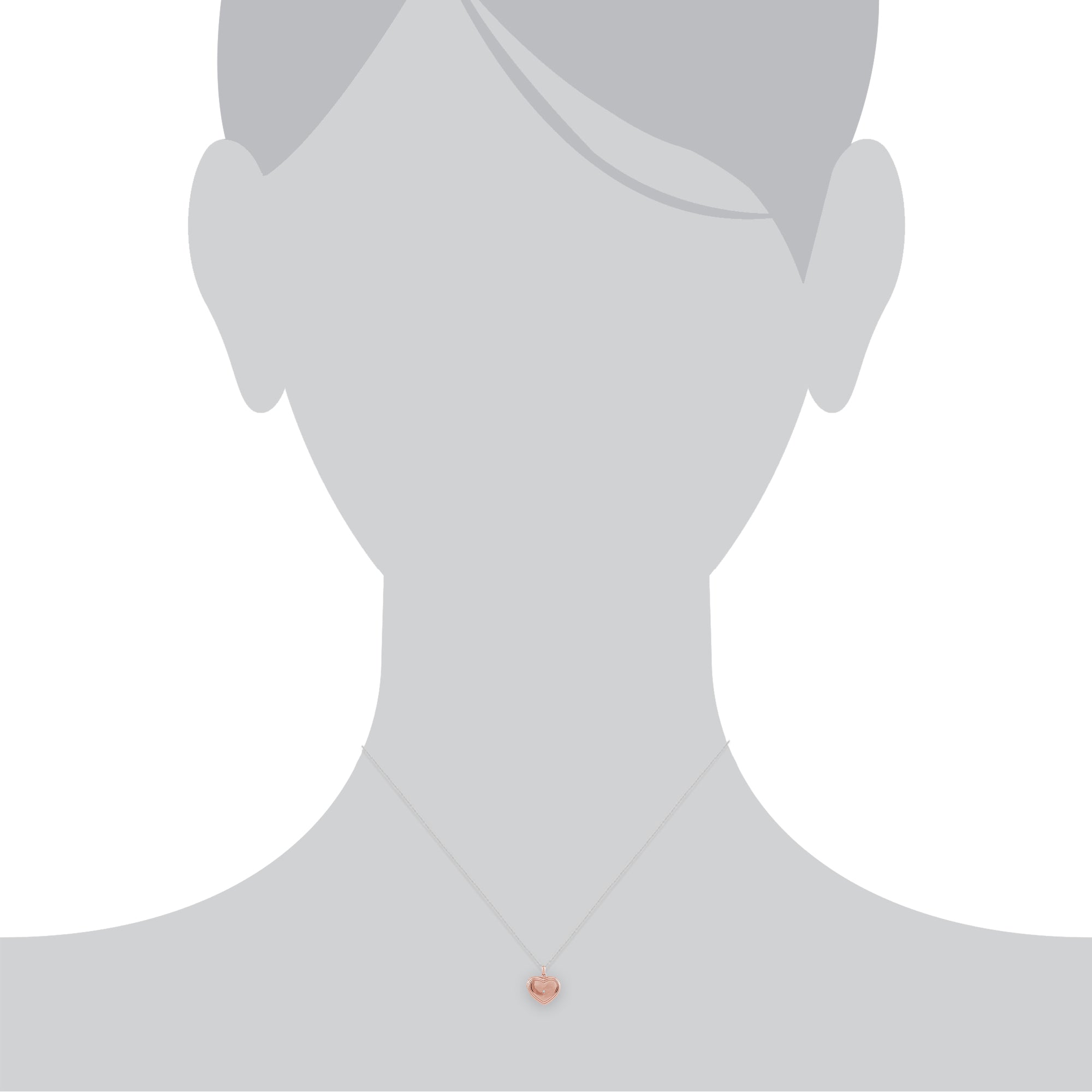 Classic Round Diamond Heart Shaped Locket in Rose Gold Plated Sterling Silver - Gemondo