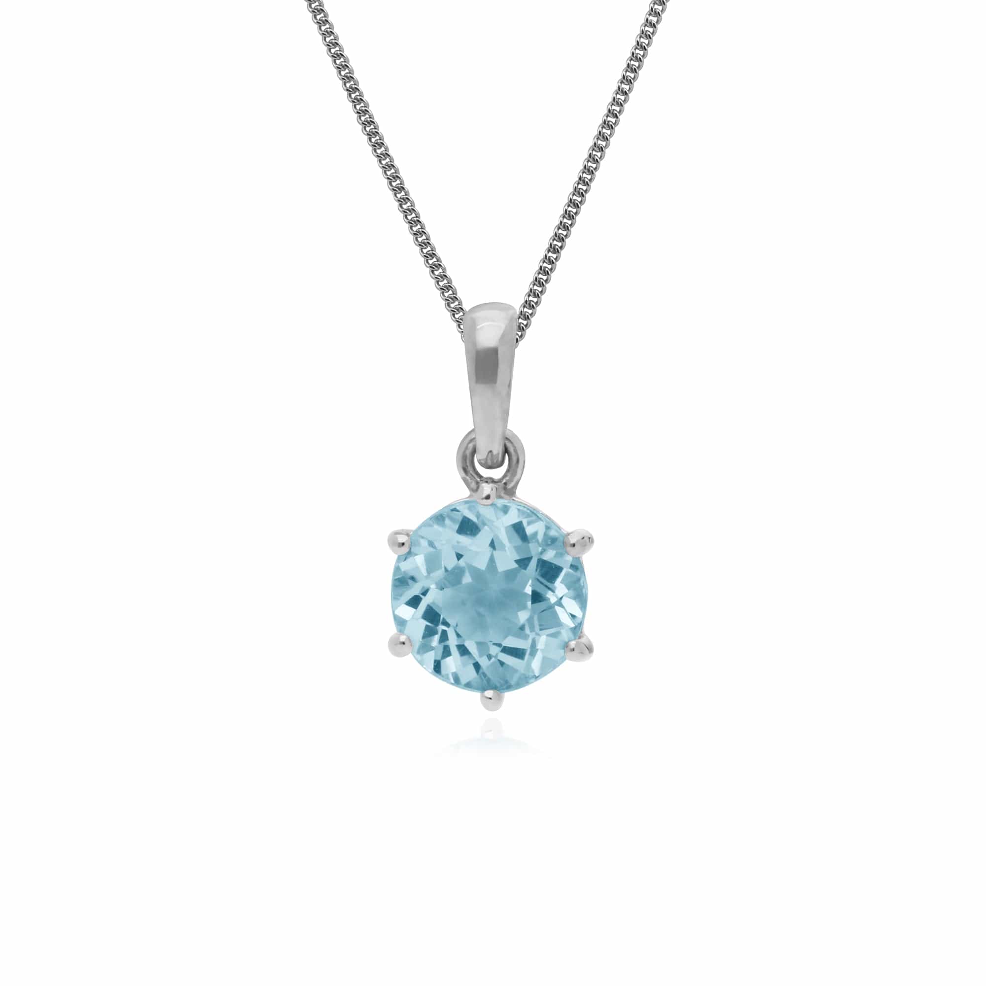 Gemondo Sterling Silver 6 Claw Blue Topaz November 45cm Necklace - Gemondo