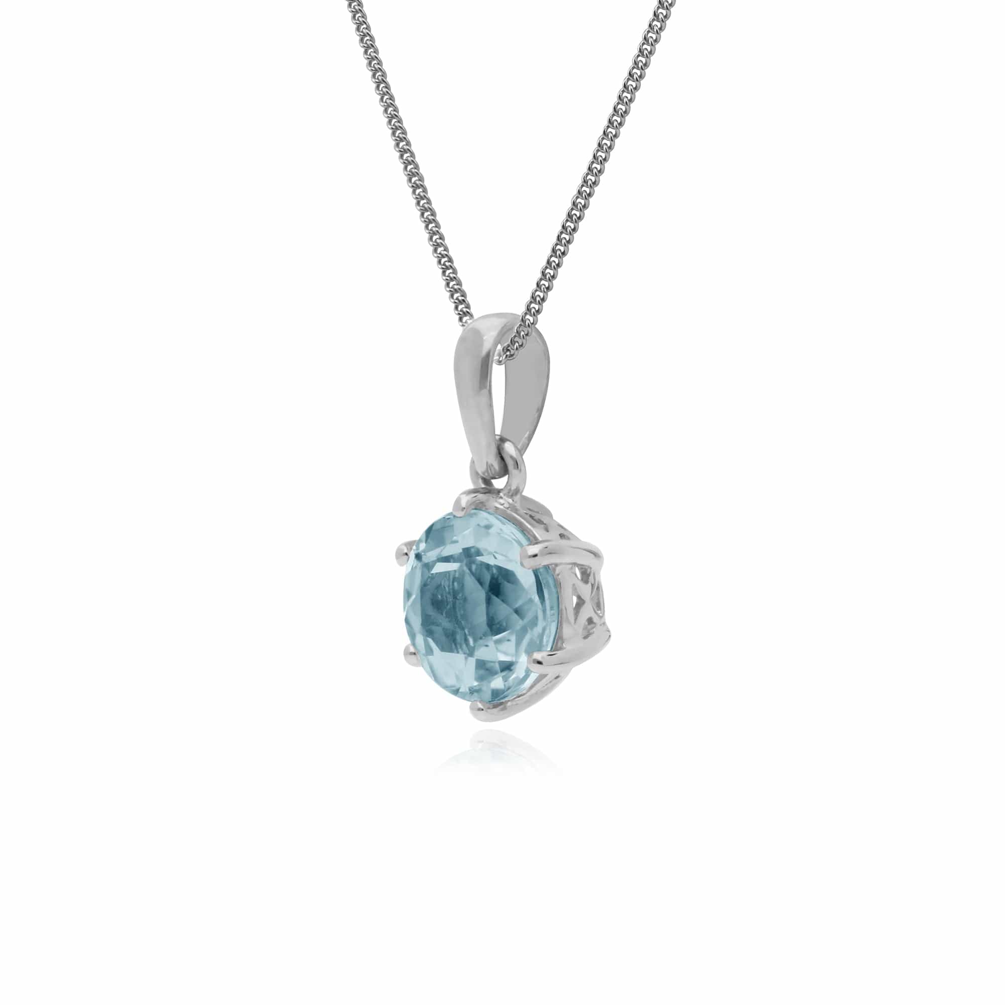 Gemondo Sterling Silver 6 Claw Blue Topaz November 45cm Necklace - Gemondo