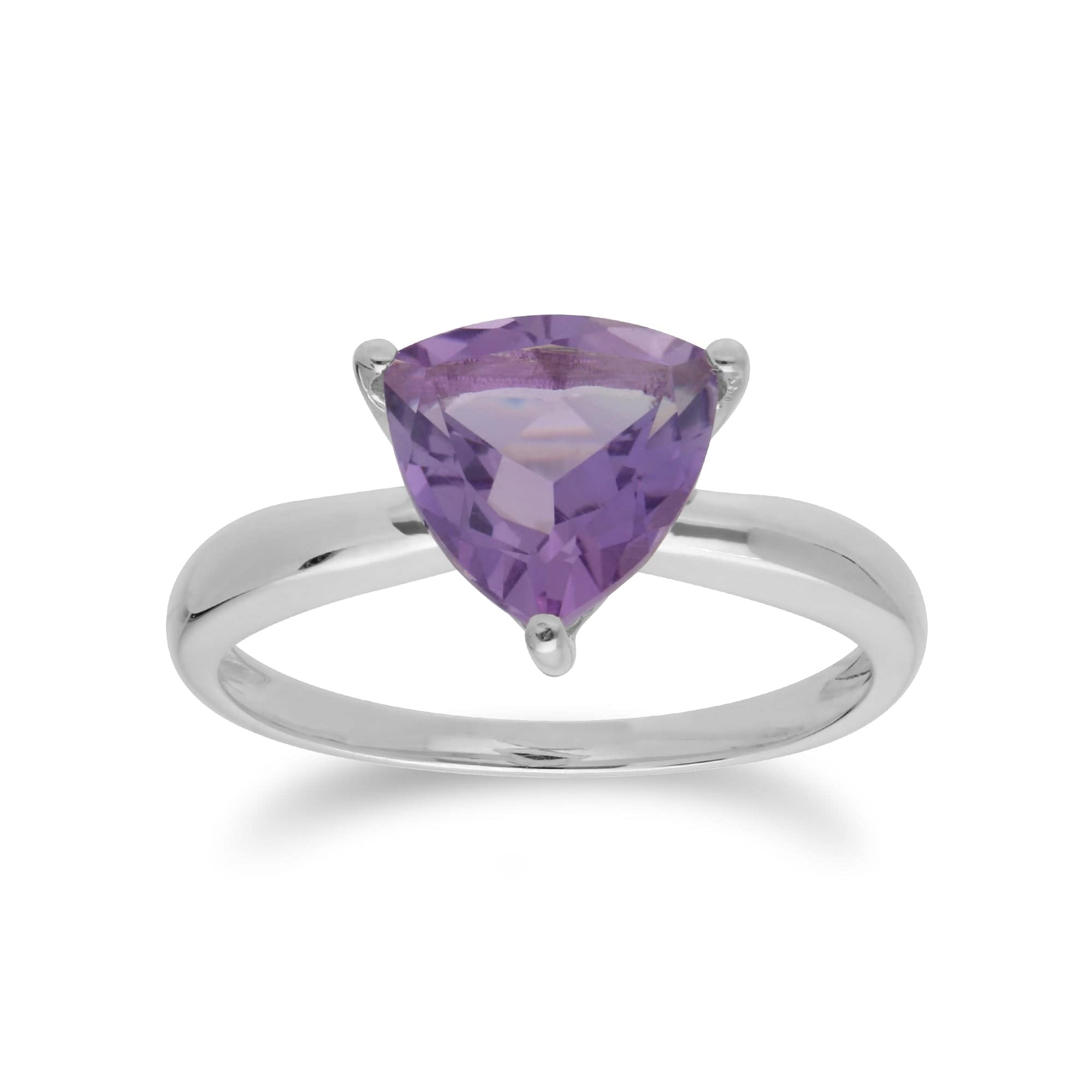 Geometric Trillion Amethyst Triangle Prism Ring in 925 Sterling Silver - Gemondo