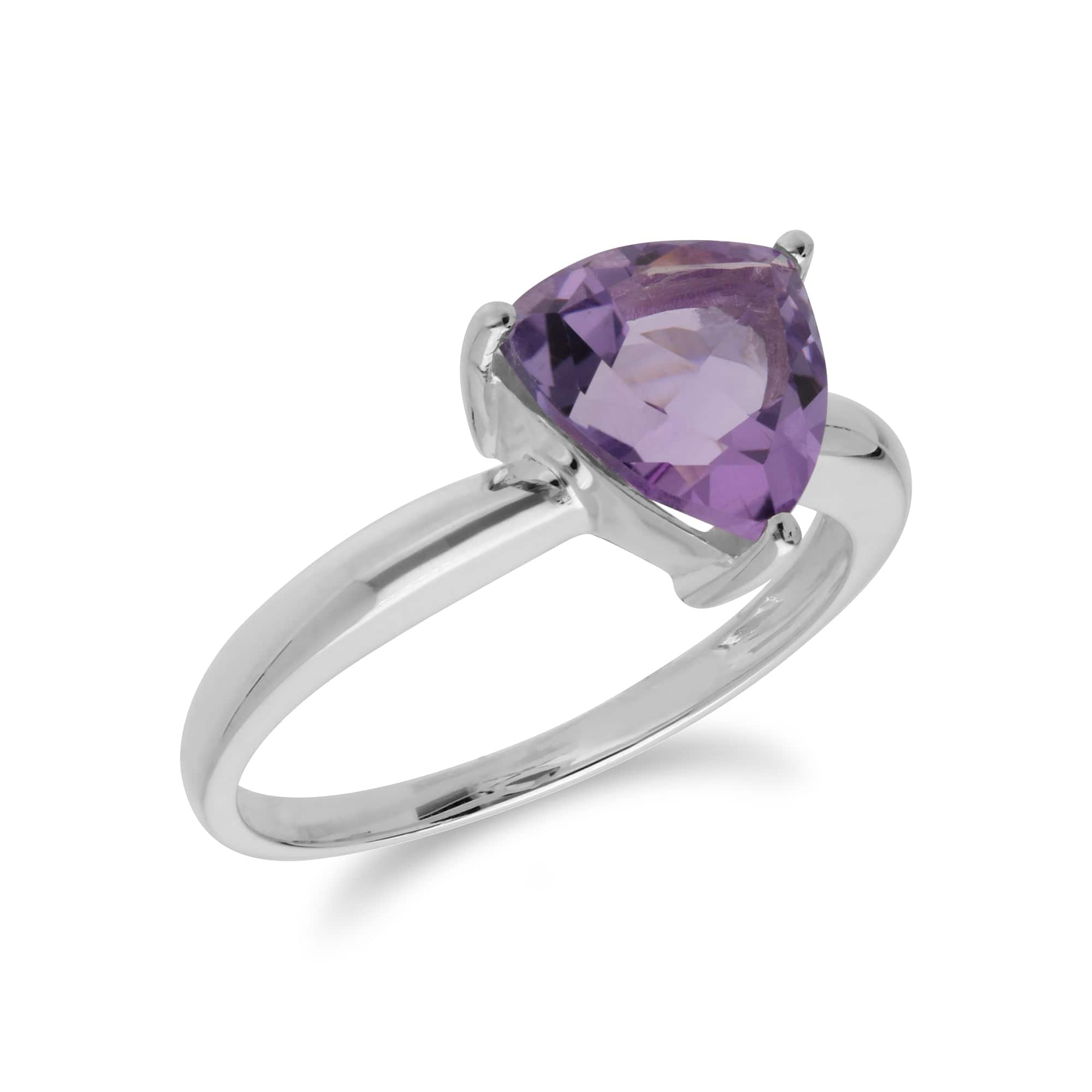 Geometric Trillion Amethyst Triangle Prism Ring in 925 Sterling Silver - Gemondo