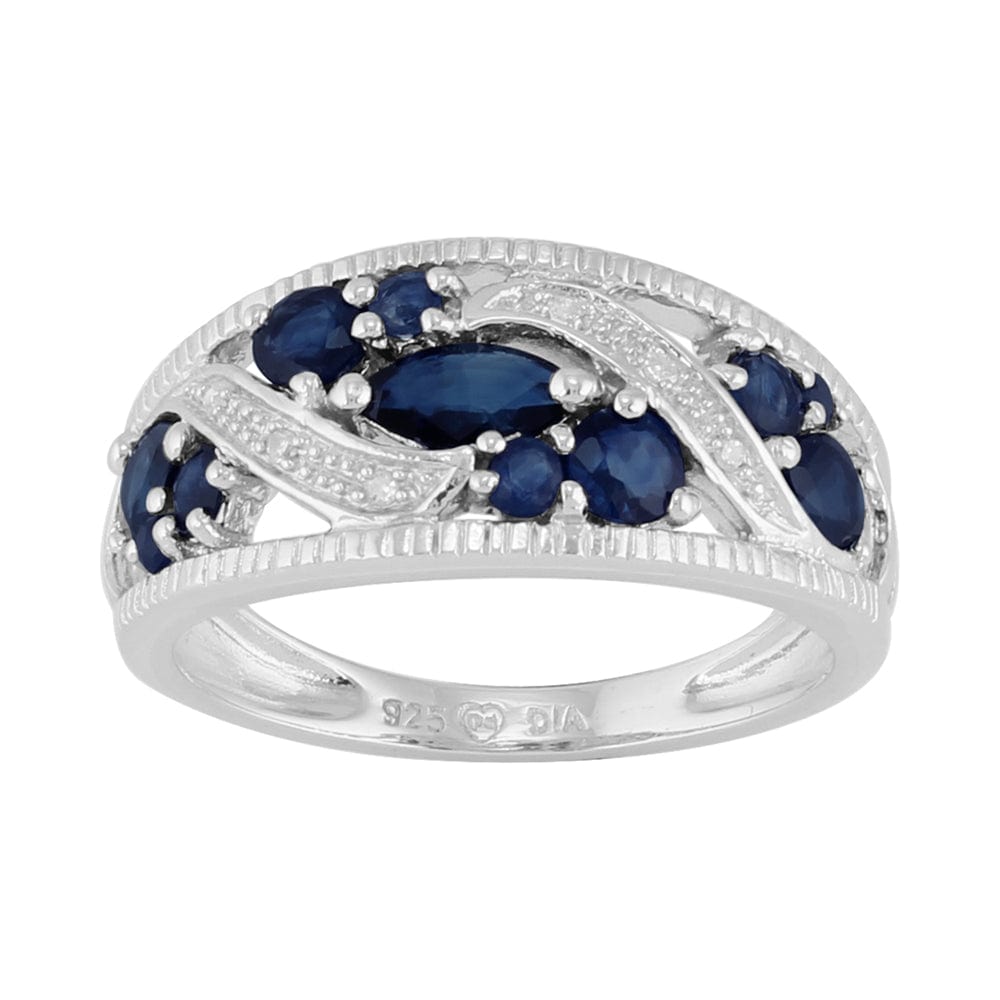 Gemondo Sterling Silver Sapphire & Diamond Classic Dress Ring Image 1
