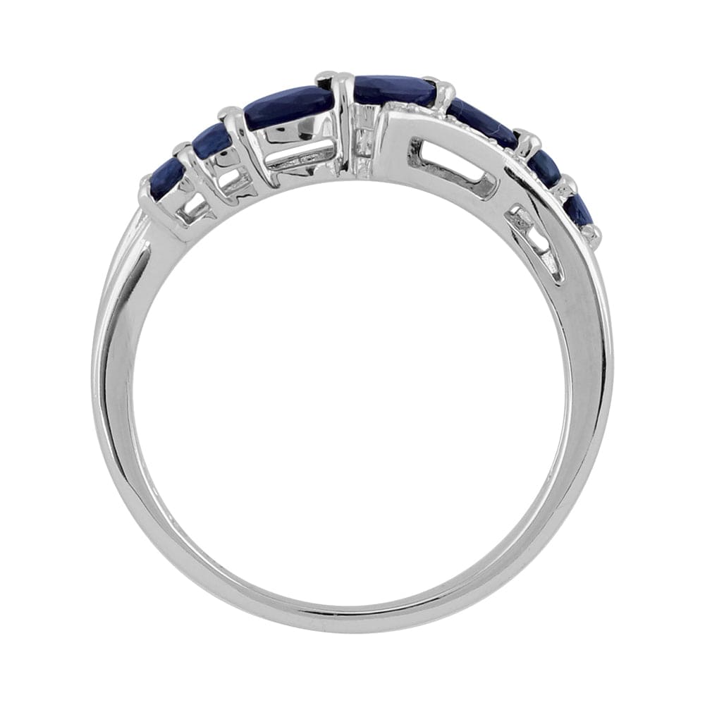 253R406602925 Sterling Silver 0.94ct Natural Blue Sapphire & Diamond Contemporary Style Ring 3
