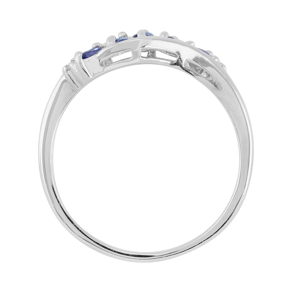 253R407101925 Sterling Silver 0.36ct Natural Tanzanite & Diamond Contemporary Five Stone Ring 3