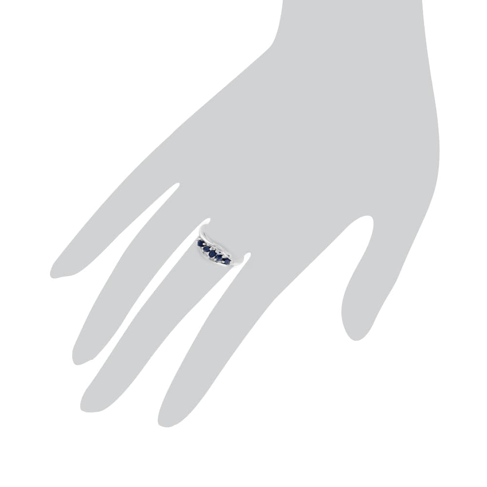 Contemporary Oval Sapphire Five Stone Leaf Style Ring in 925 Sterling Silver - Gemondo