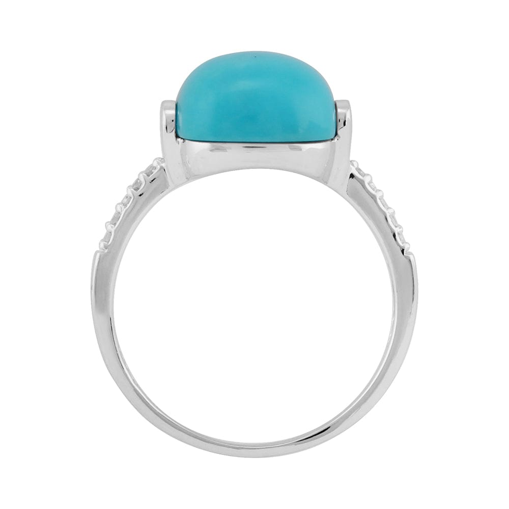 925 Sterling Silver 3.40ct Turquoise Cabochon & 6pt Diamond Single Stone Ring Image 3