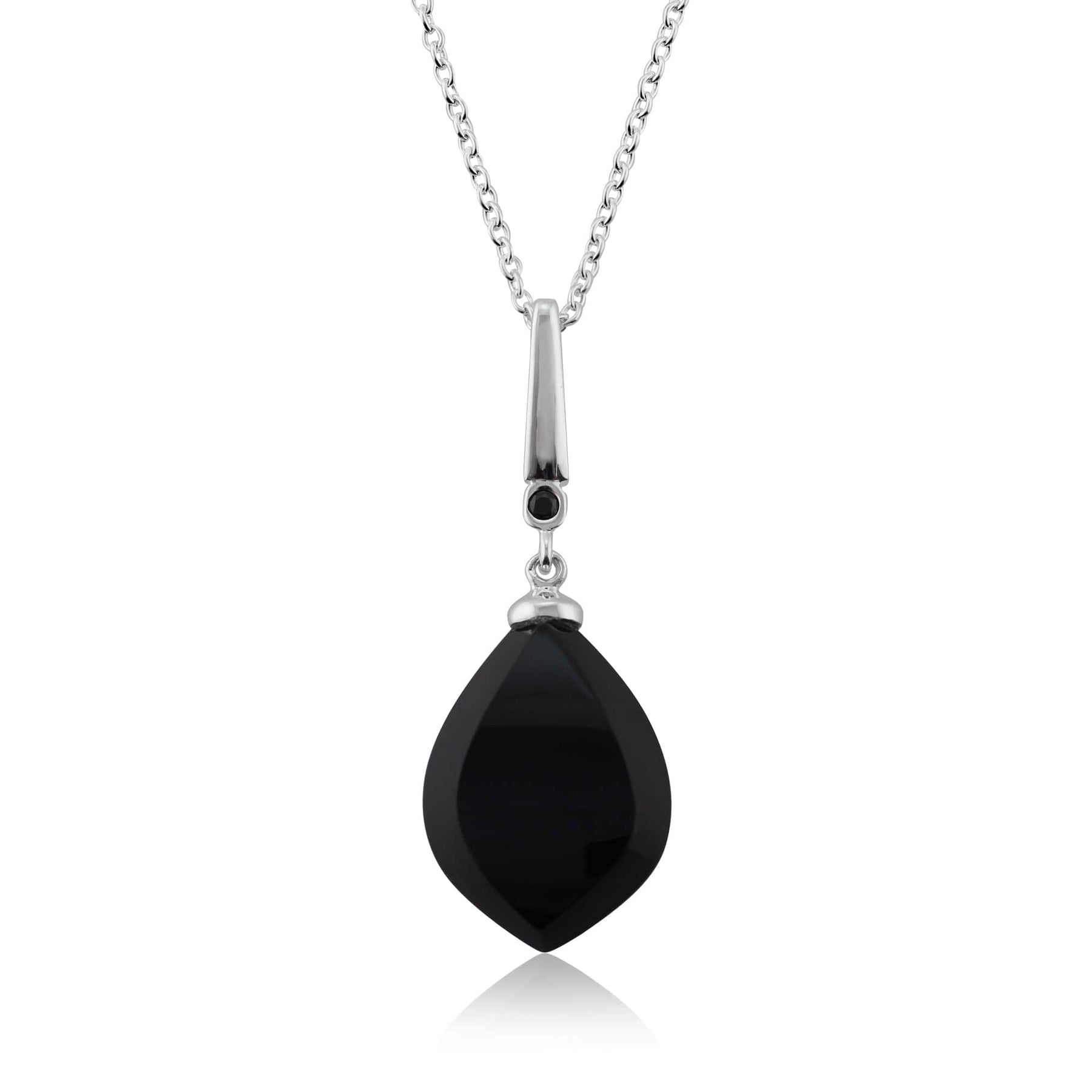 Art Deco Style Black Onyx Cabochon & Black Spinel Pendant in 925 ...