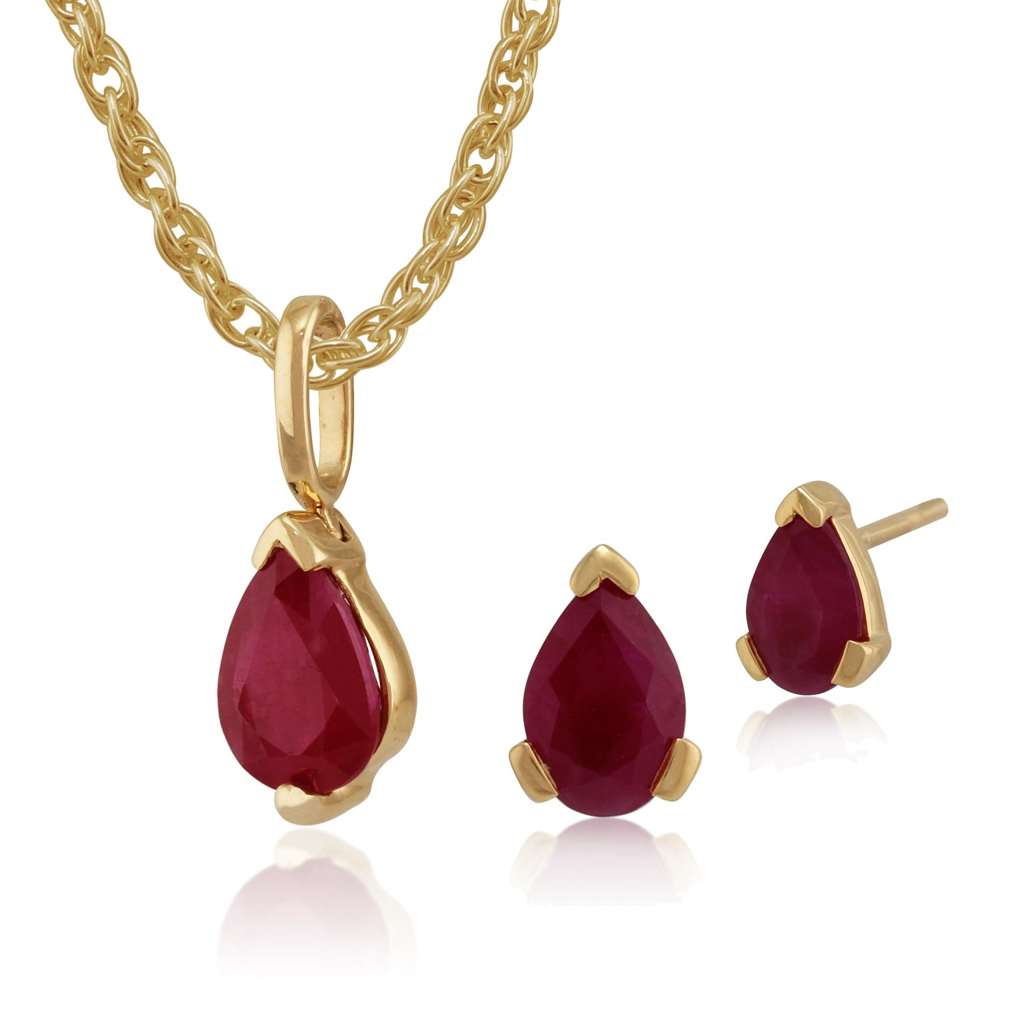 Classic Ruby Stud Earrings & Pendant Set Image 1