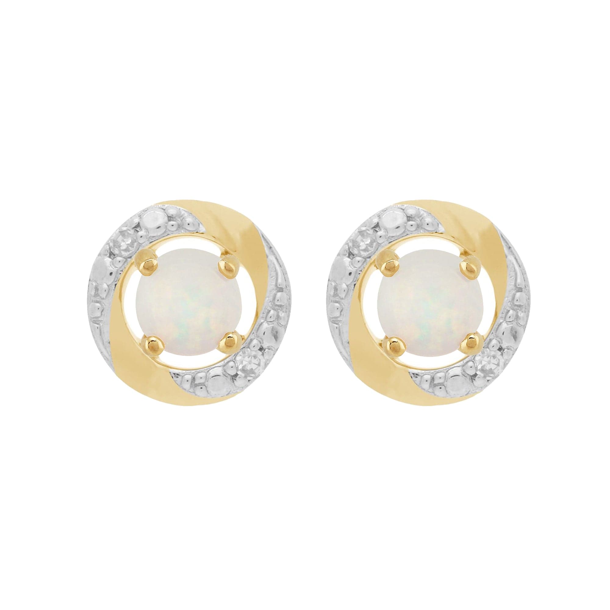 26942-191E0374019 Classic Round Opal Studs with Detachable Diamond Halo Ear Jacket in 9ct Yellow Gold 1