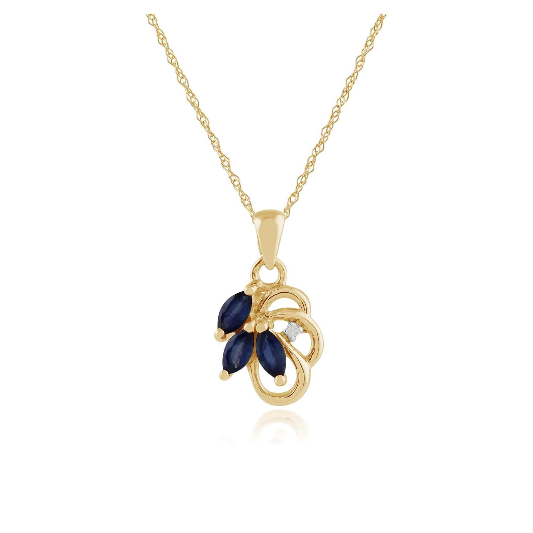 Floral Marquise Sapphire & Diamond Pendant