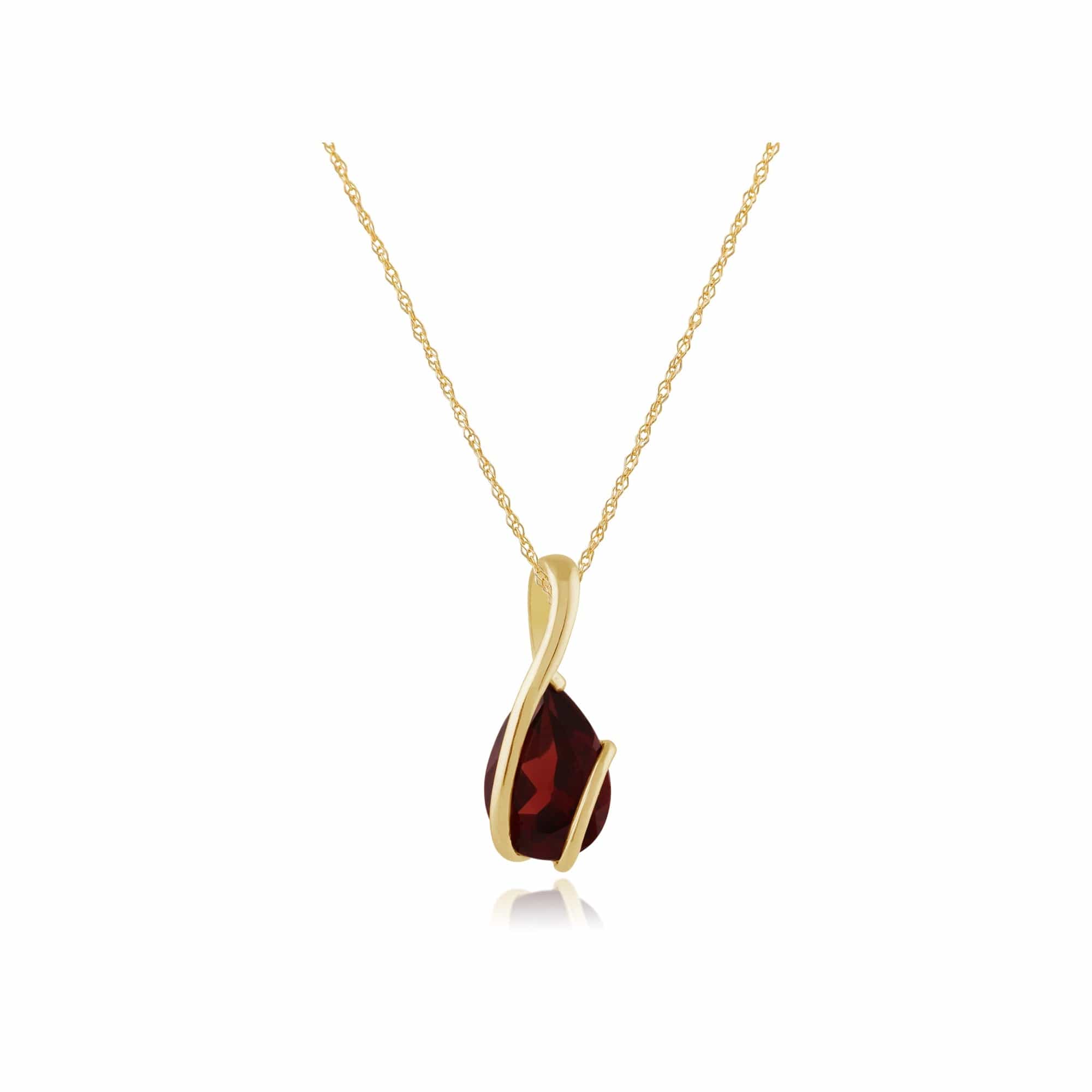 27049 Classic Pear Garnet Pendant in 9ct Yellow Gold 1