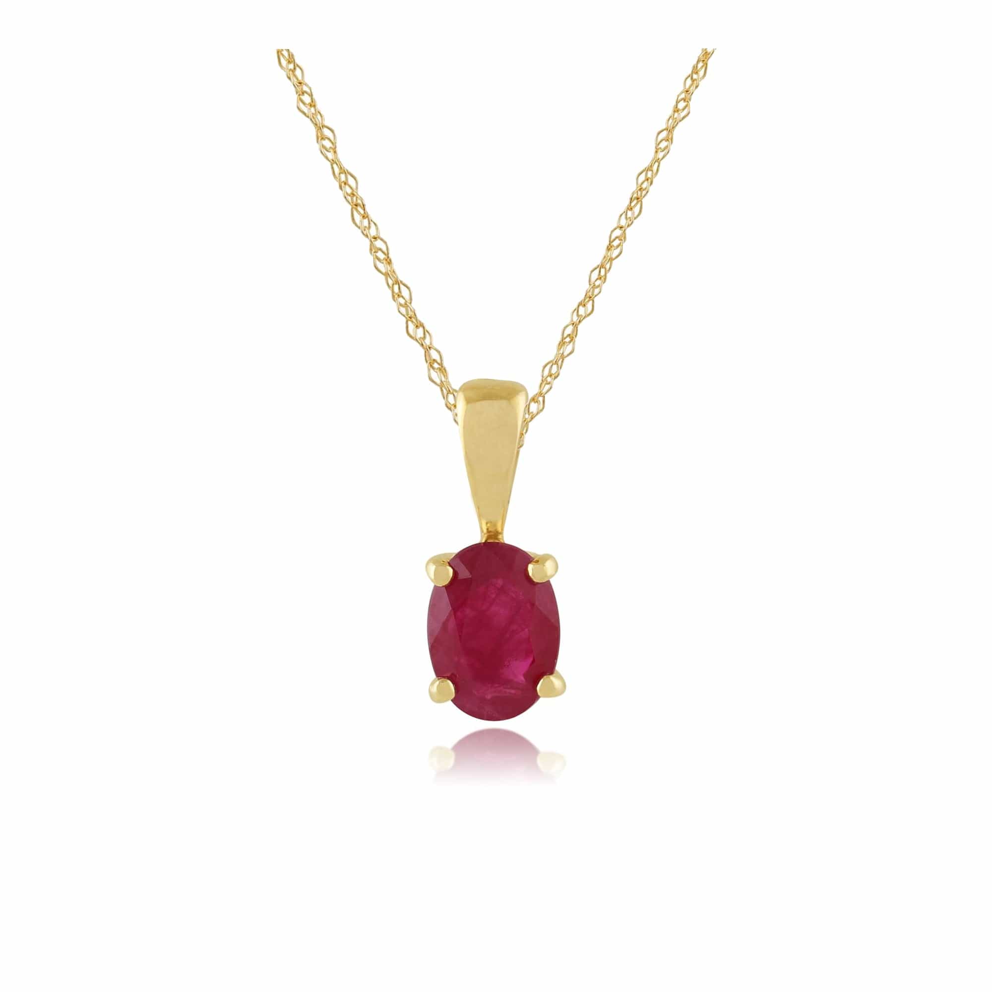 27055 Classic Oval Ruby Pendant in 9ct Yellow Gold 1