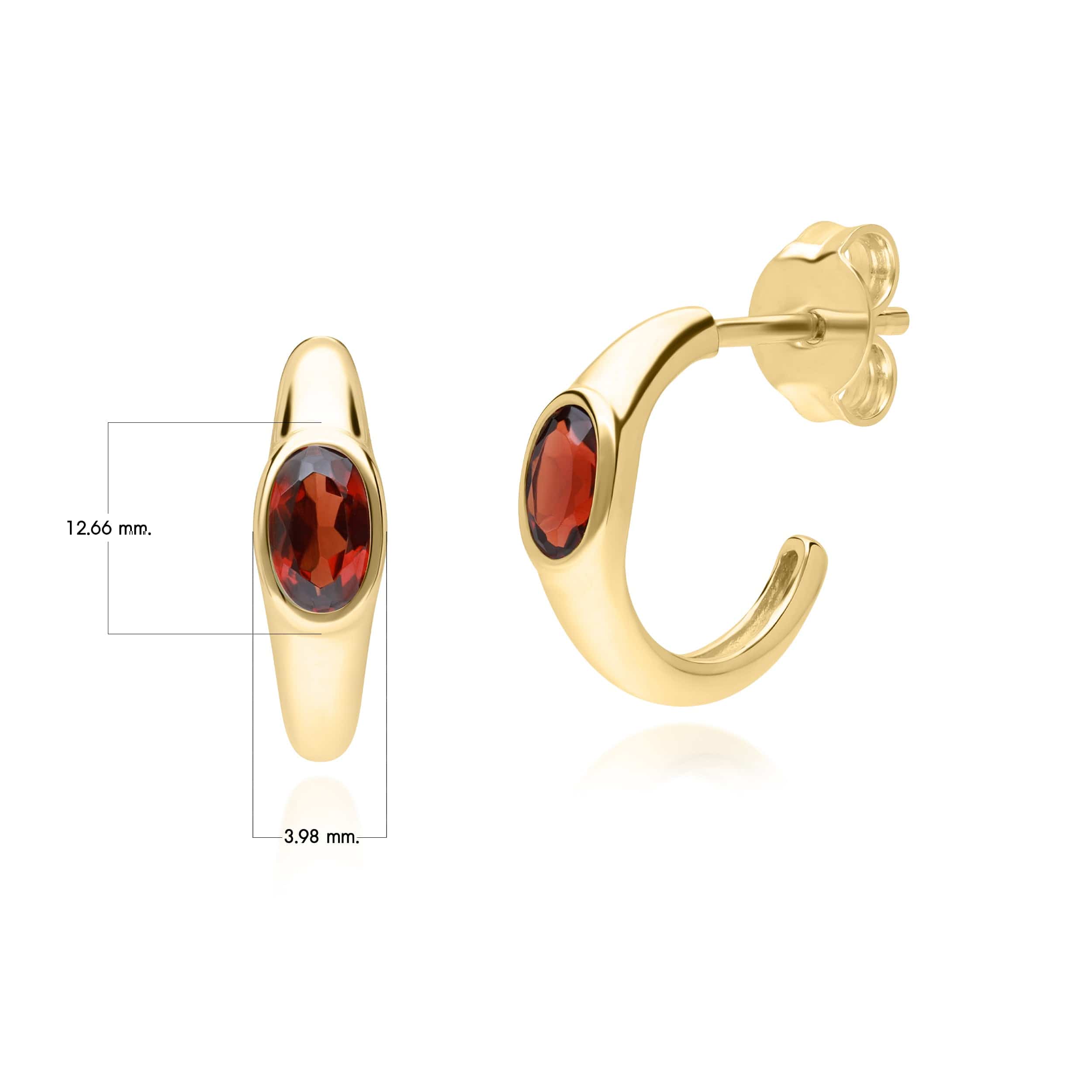 270E036703925 Modern Classic Oval Garnet Stud Earrings in 18ct Gold Plated Silver 4