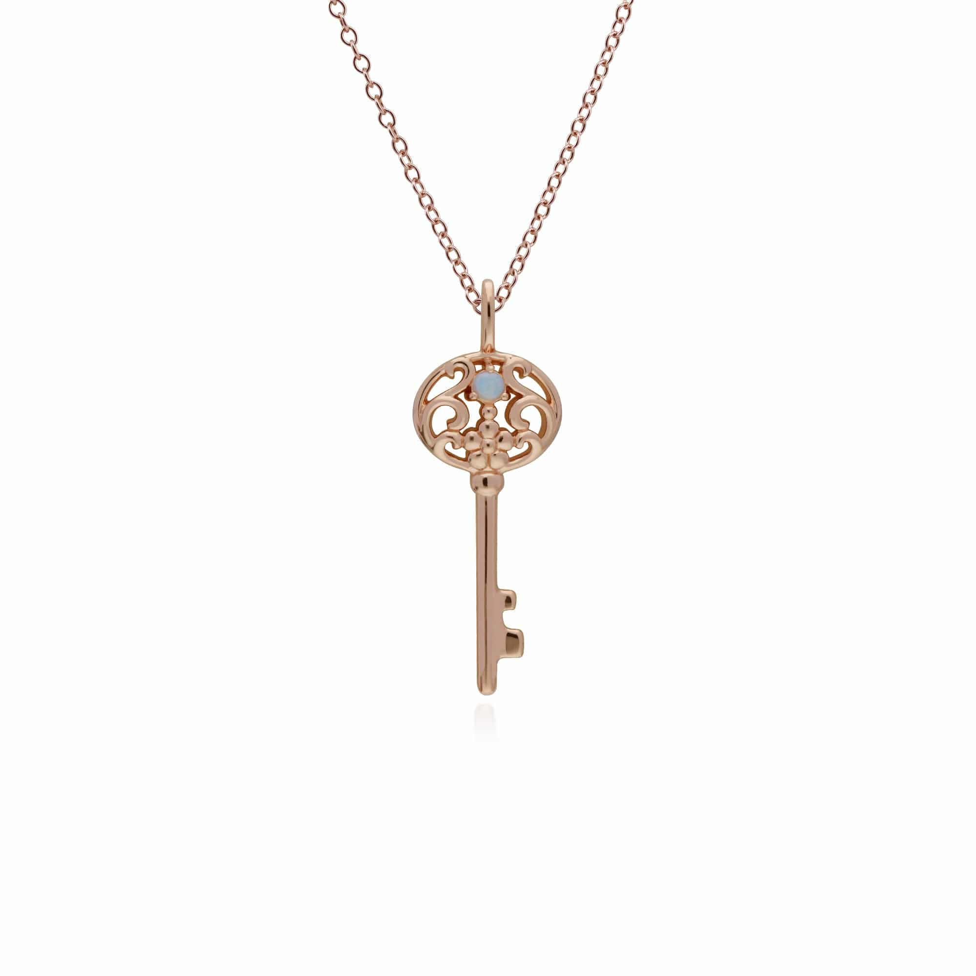 Rose gold plated opal key necklace