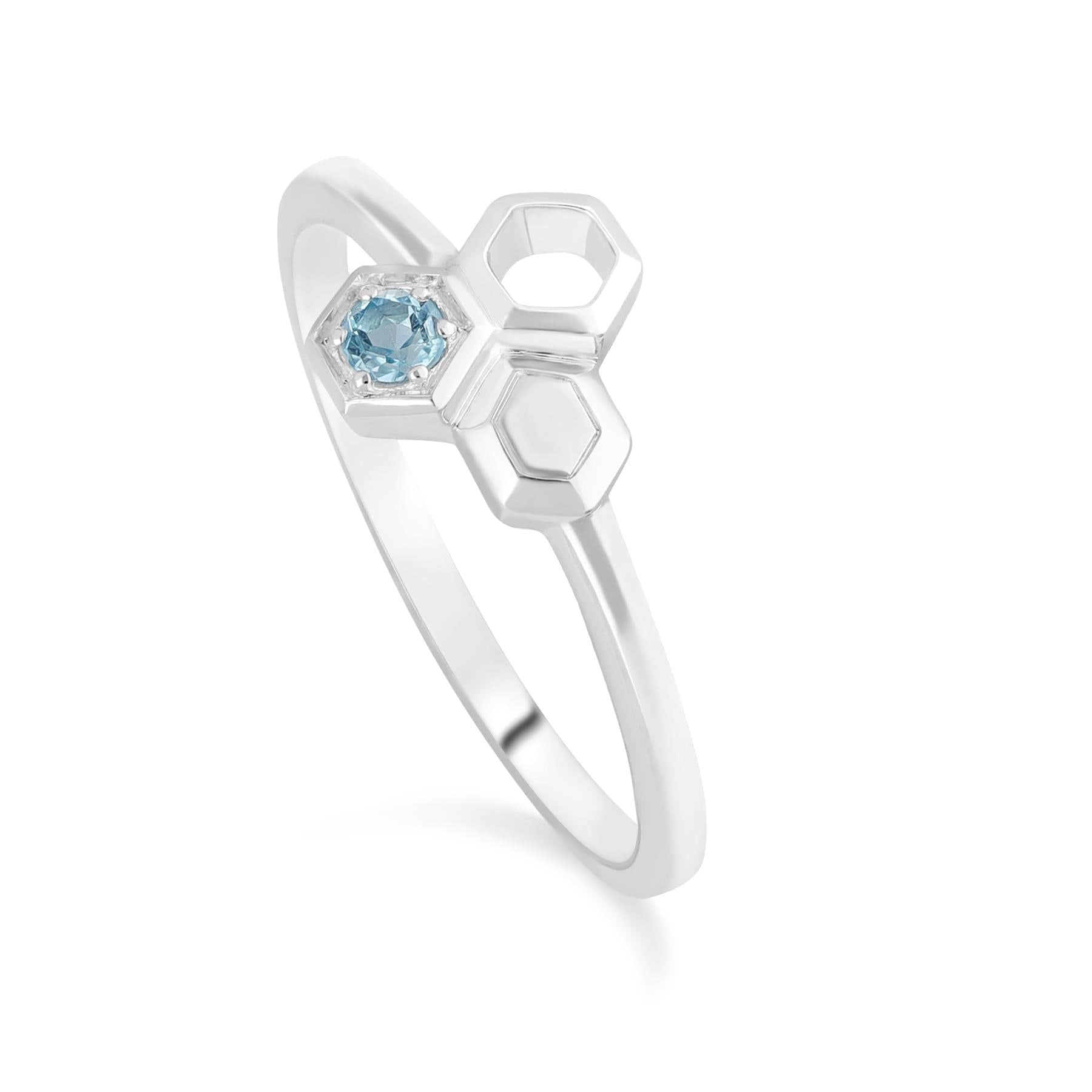 Gemondo Honeycomb Inspired Blue Topaz Sterling Silver Ring