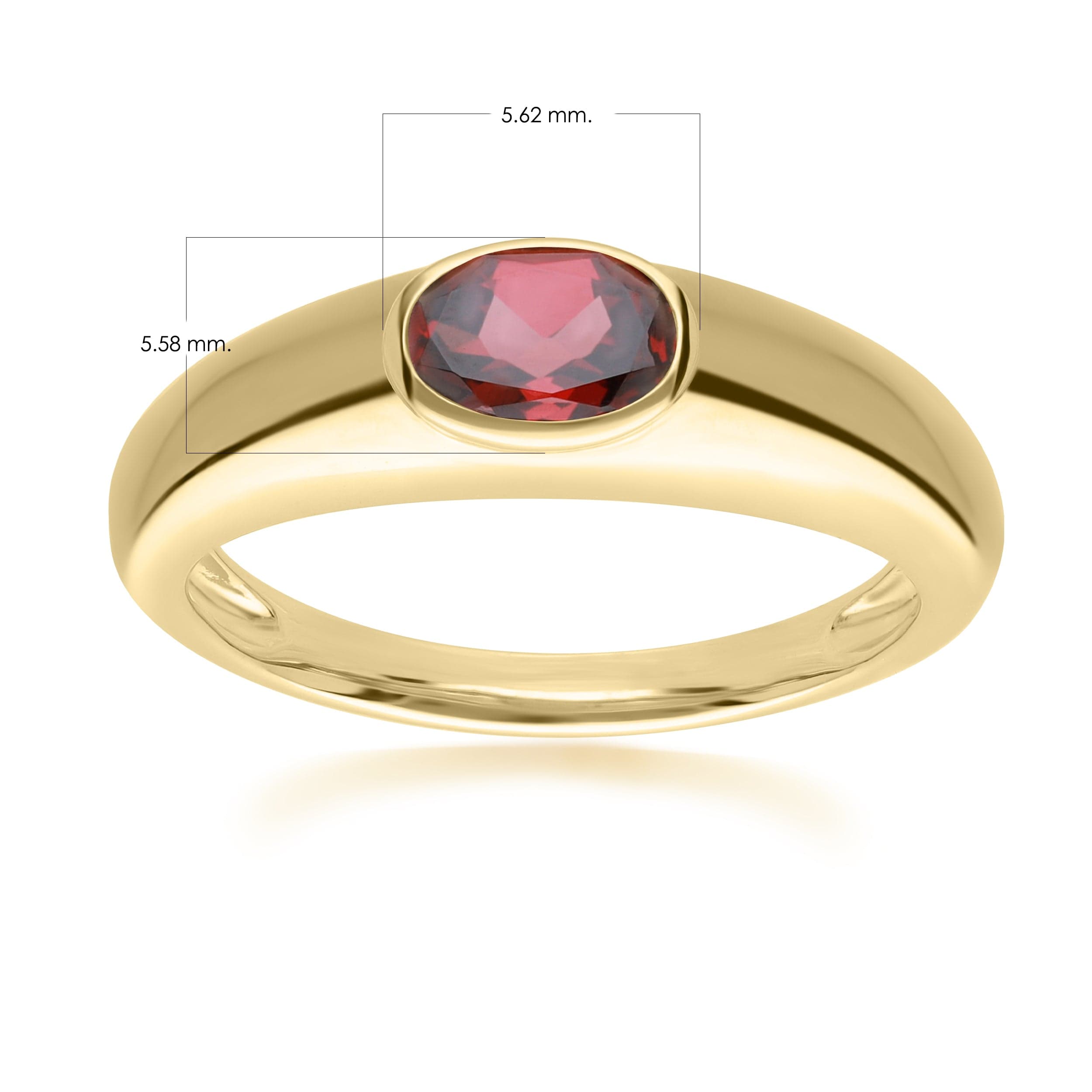 Modern Classic Oval Garnet Ring in 18ct Gold Plated Silver