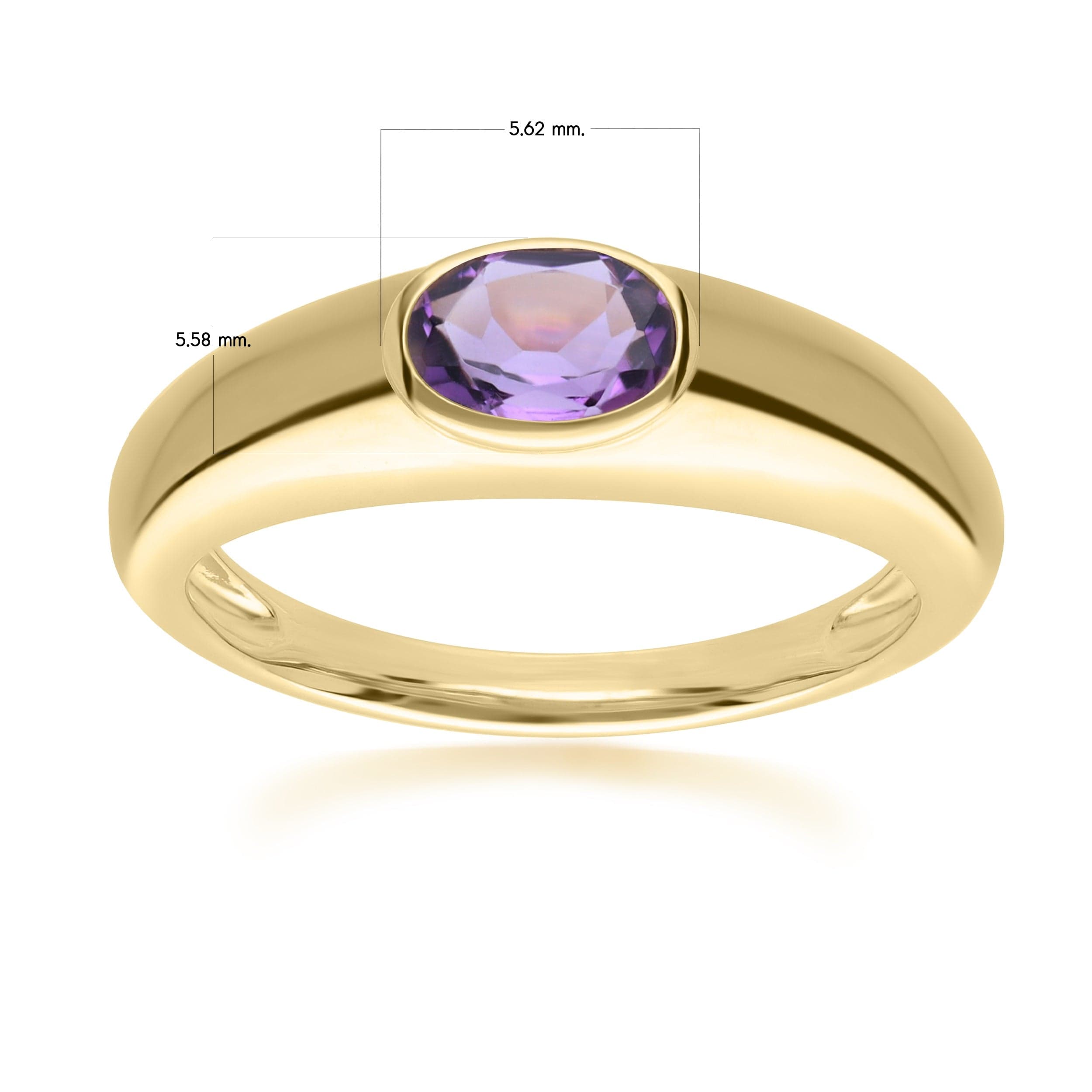 Modern Classic Oval Amethyst Ring in 18ct Gold Plated Silver