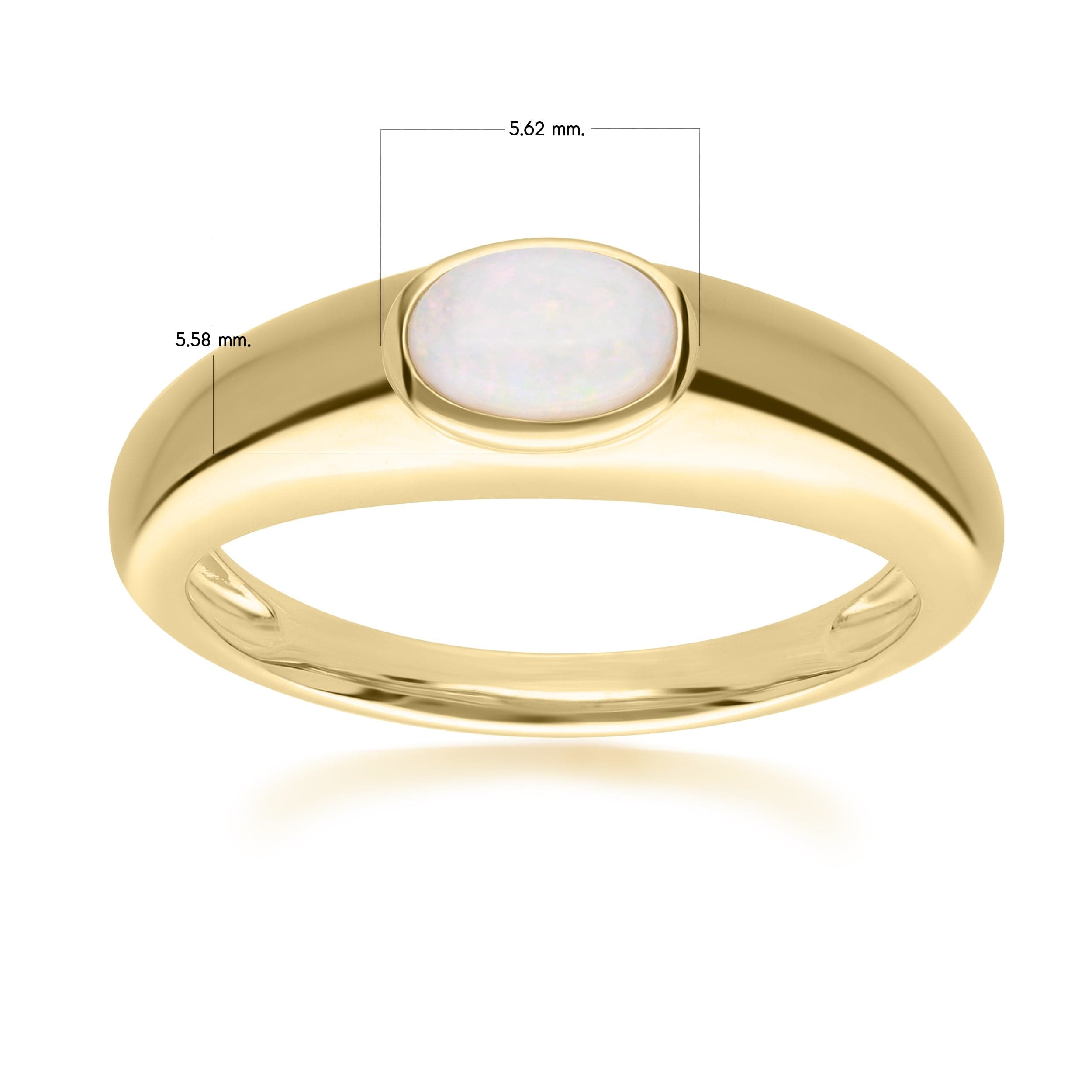 270R065201925 Modern Classic Oval Opal Ring in 18ct Gold Plated Silver 4