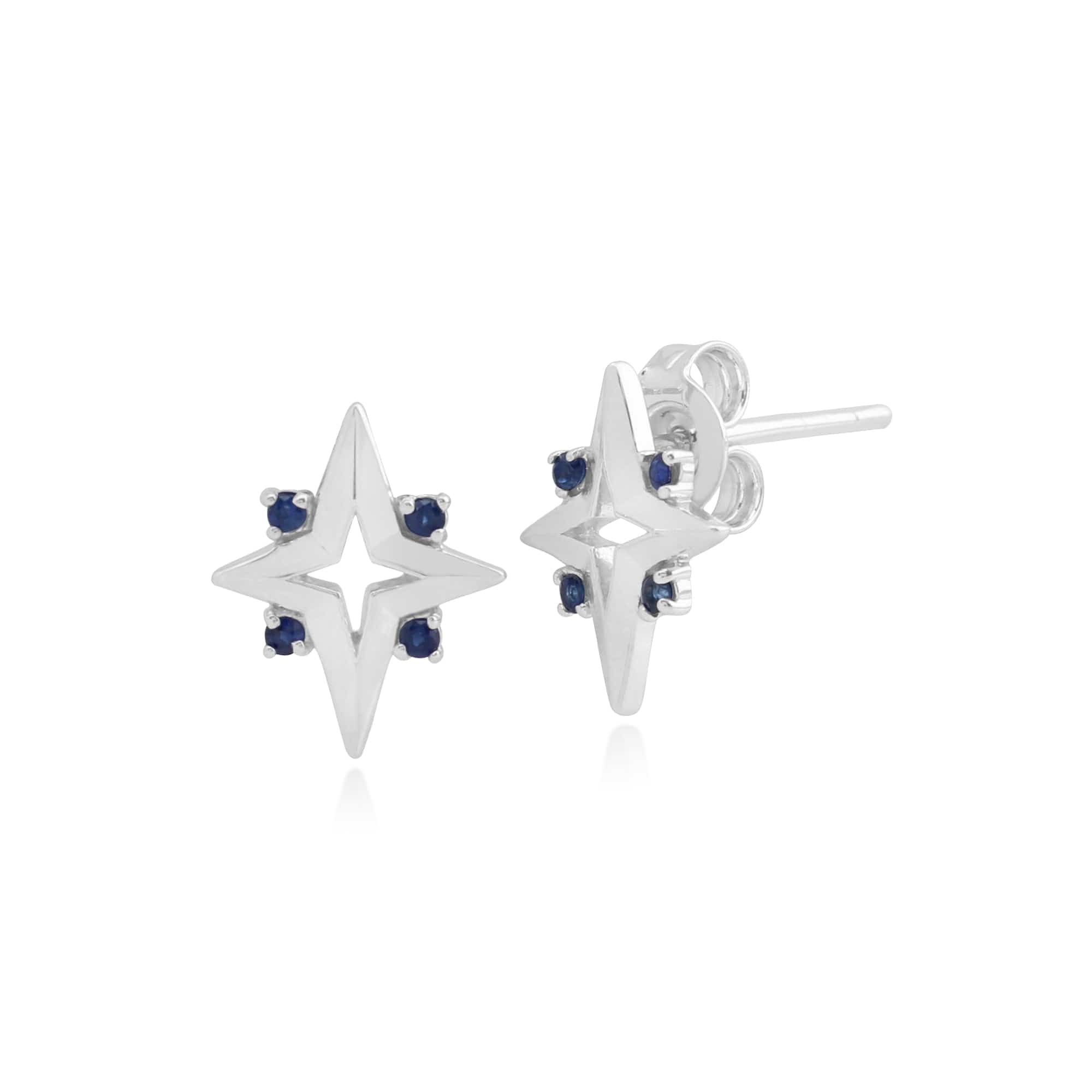 Gemondo Sterling Silver 0.09ct Blue Sapphire Star Stud Earrings Image