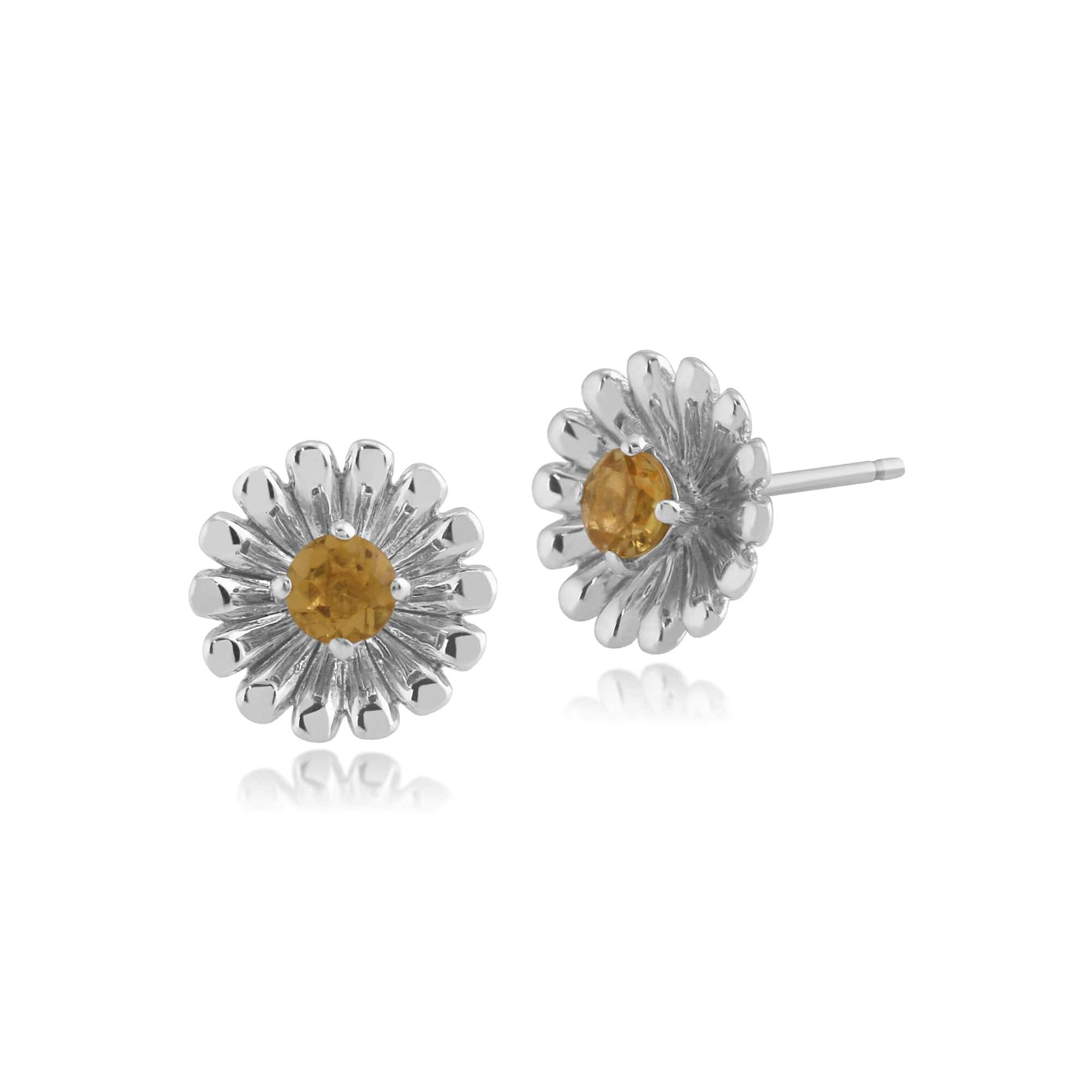 Stud Earrings Daisy Floral Silver