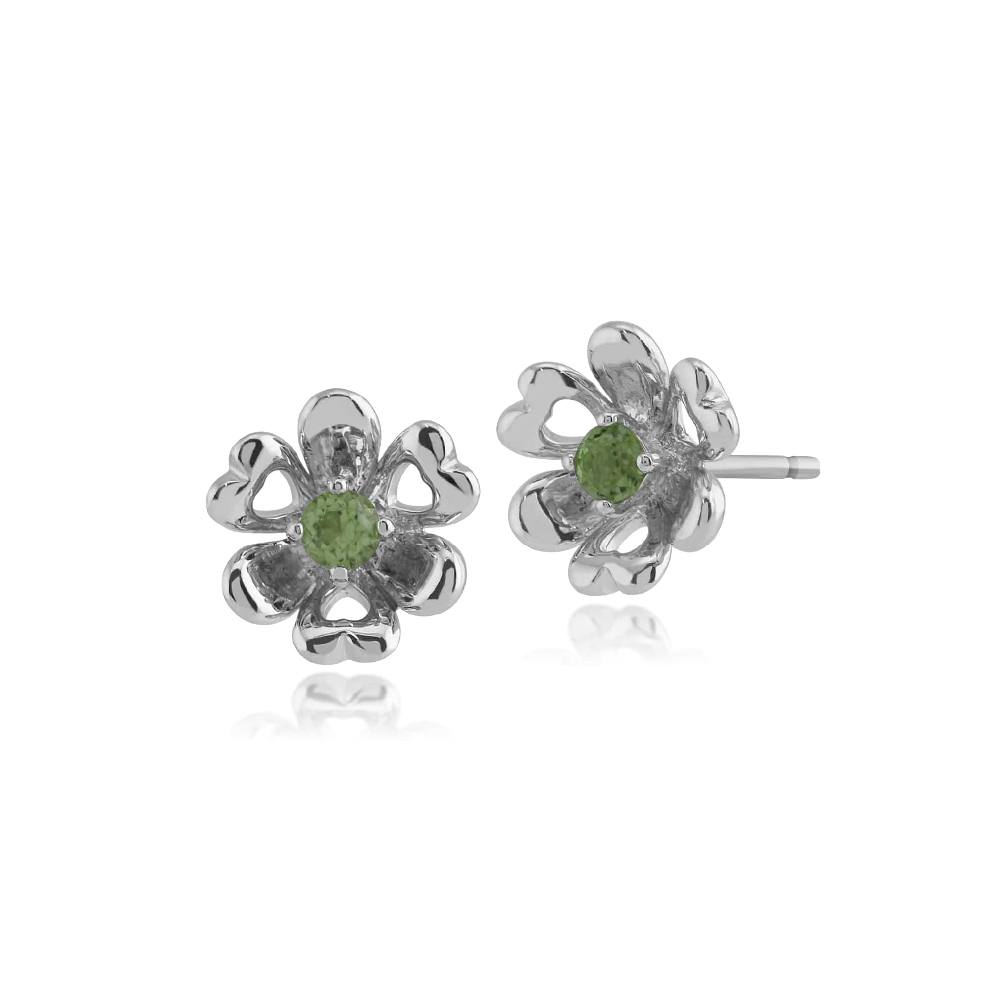 Floral Peridot Flower Stud Earrings & Ring Set Image 2