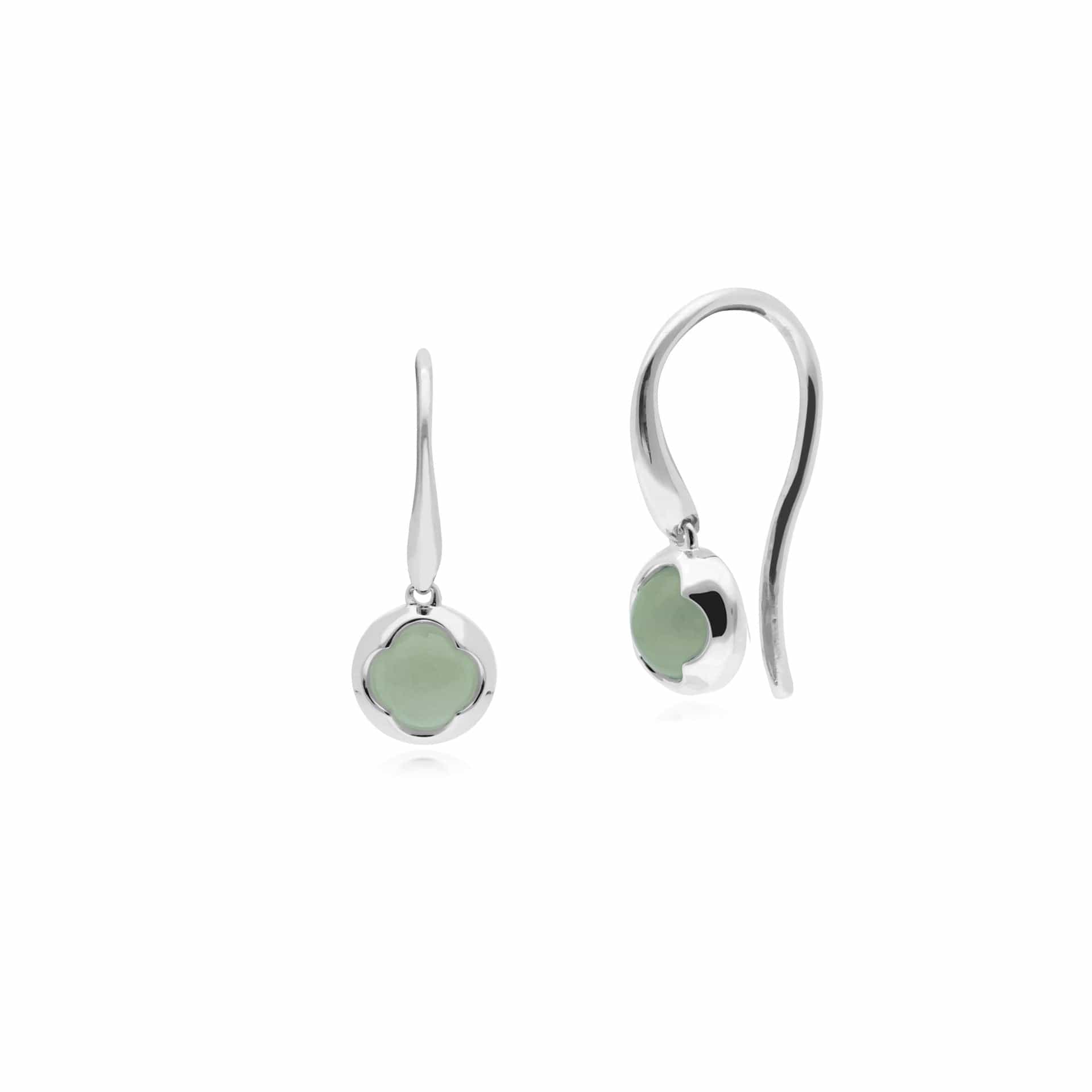 Gemondo Sterling Silver Round Sugarloaf Jade Small Drop Earrings Image