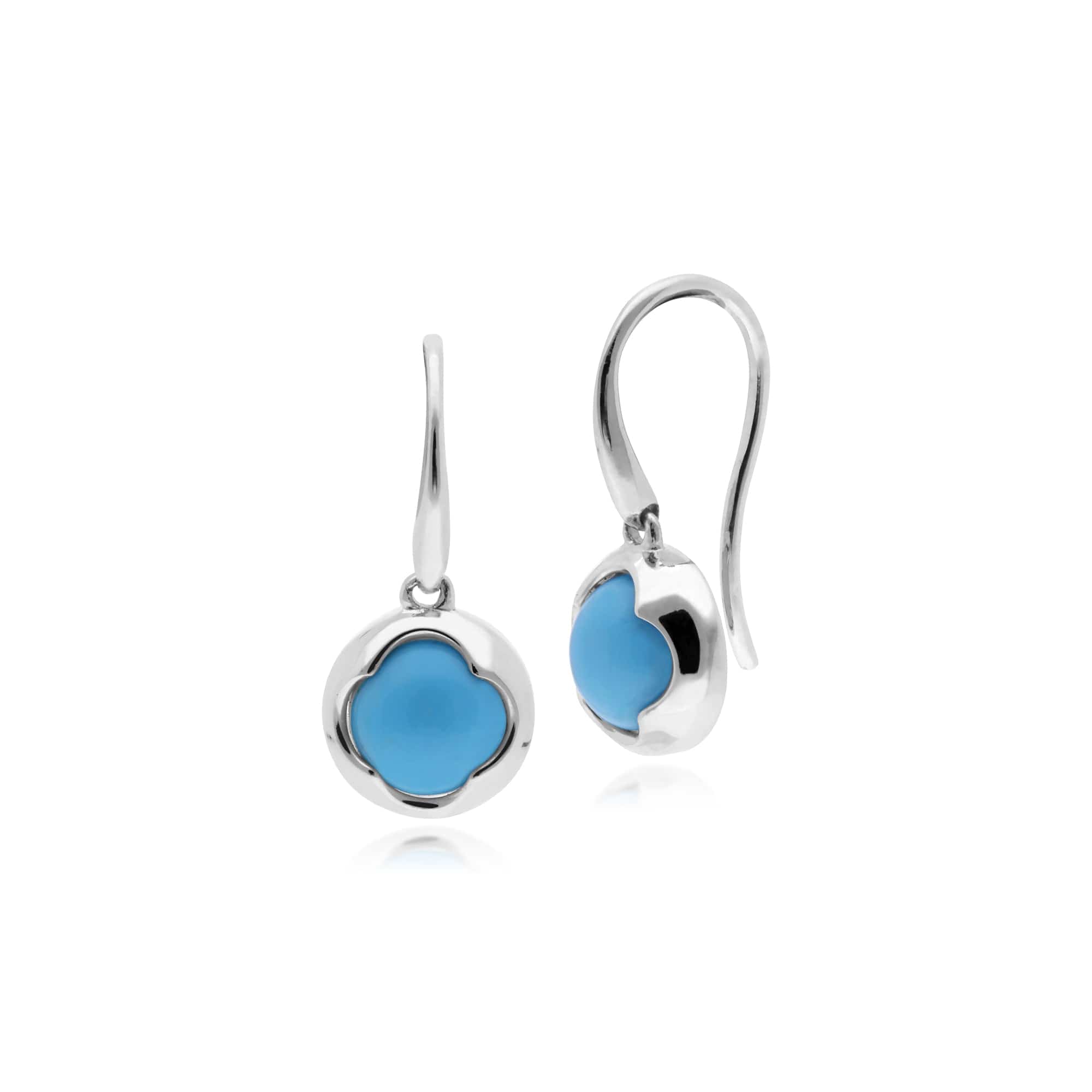 Geometric Sugarloaf Turquoise Circular Prism Drop Earrings in 925 Sterling Silver - Gemondo