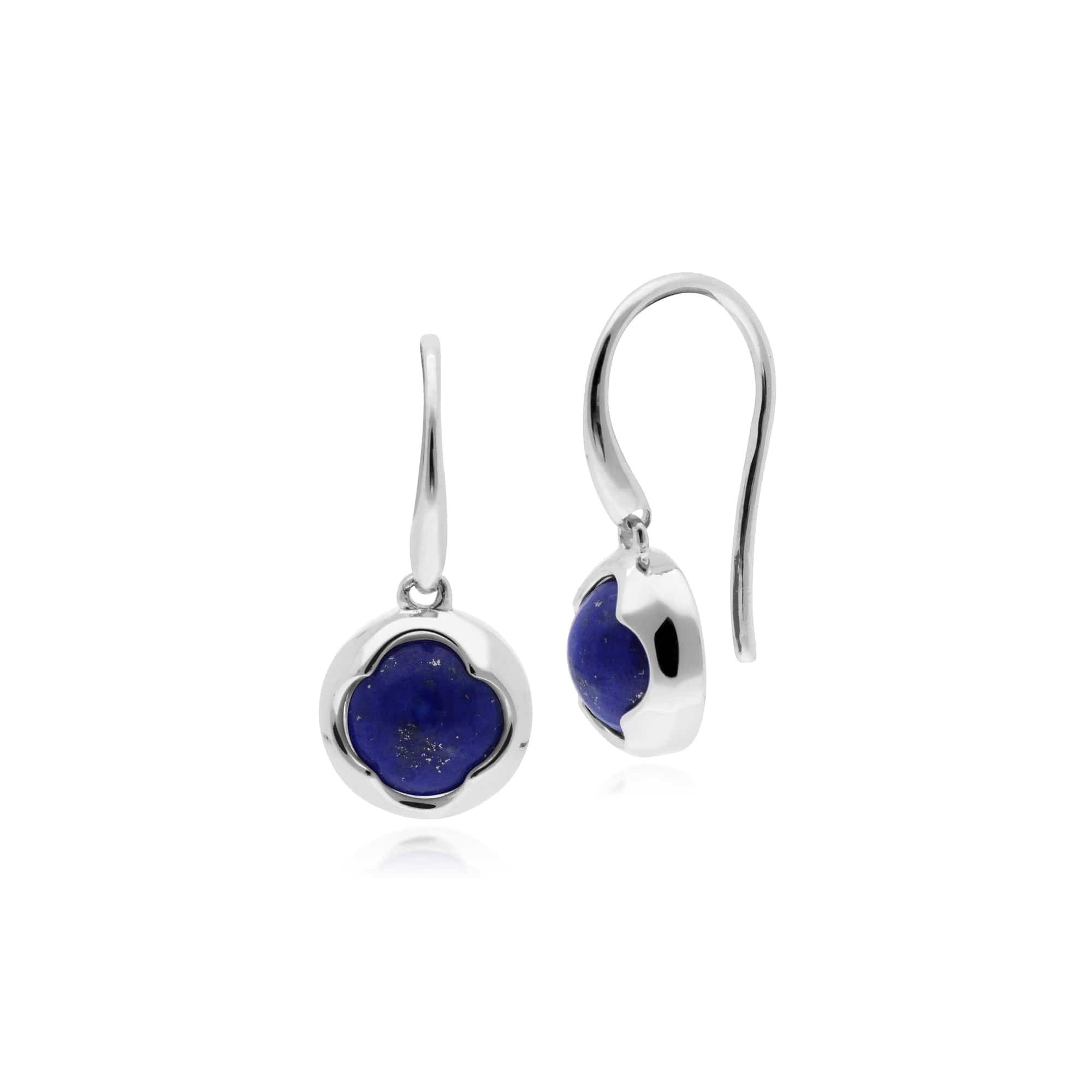 Geometric Sugarloaf Lapis Lazuli Circular Prism Drop Earrings in 925 Sterling Silver - Gemondo