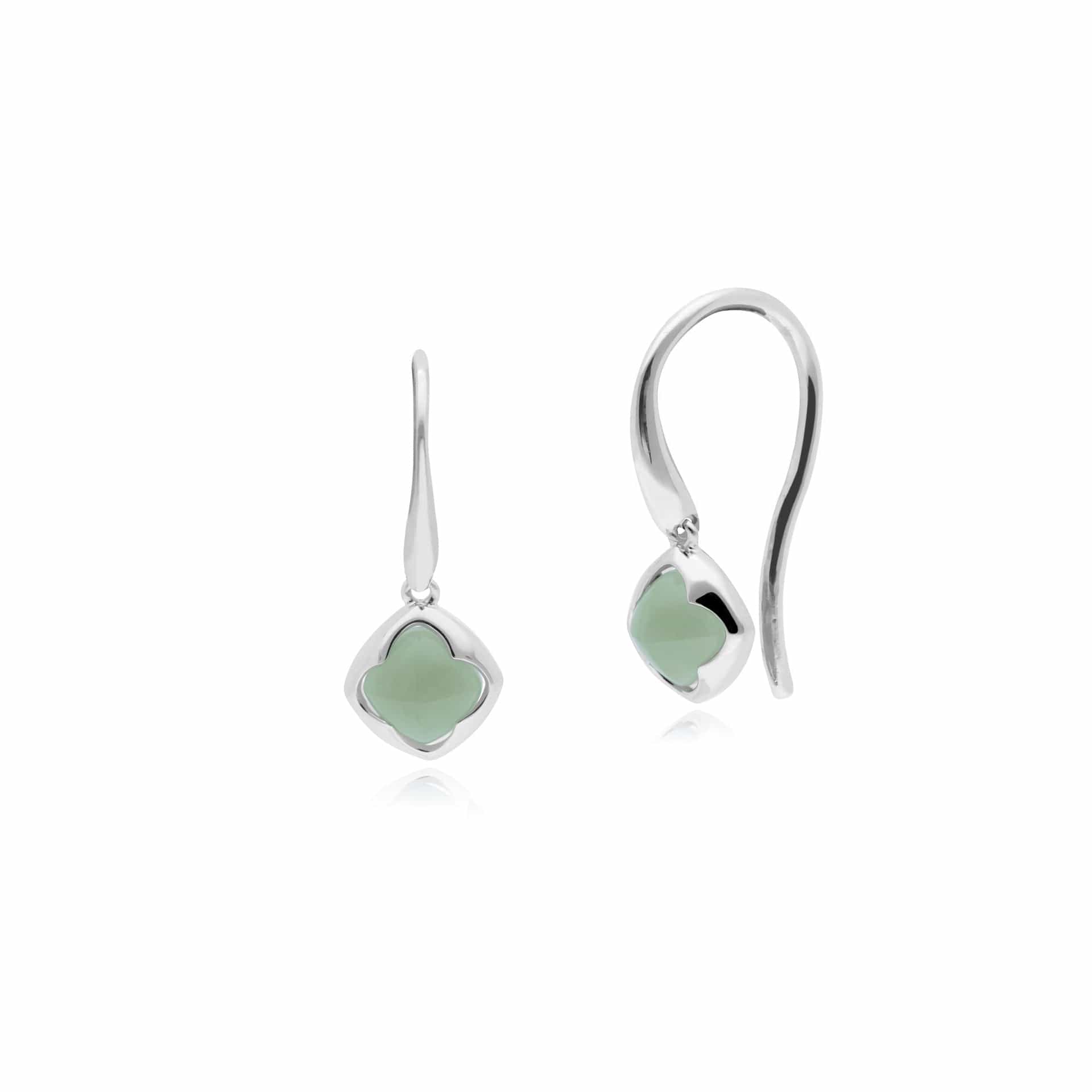 270E023703925SAM Gemondo Sterling Silver Cushion Jade Small Drop Earrings 1