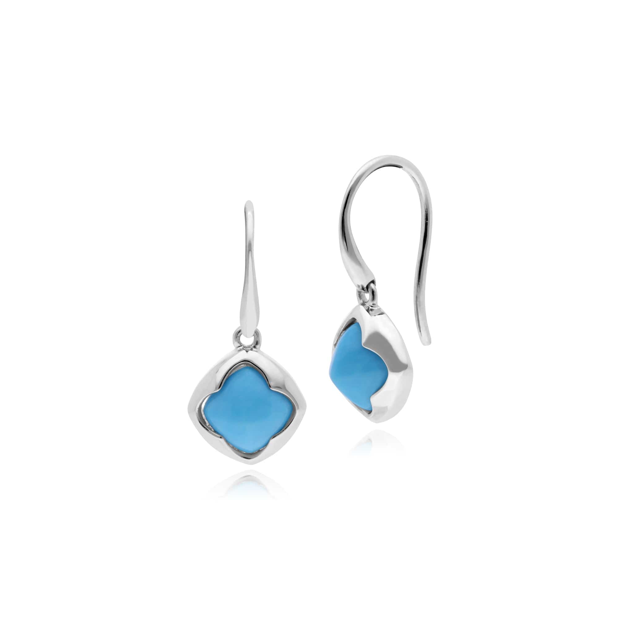 Geometric Sugarloaf Turquoise Circular Prism Drop Earrings in 925 Sterling Silver - Gemondo