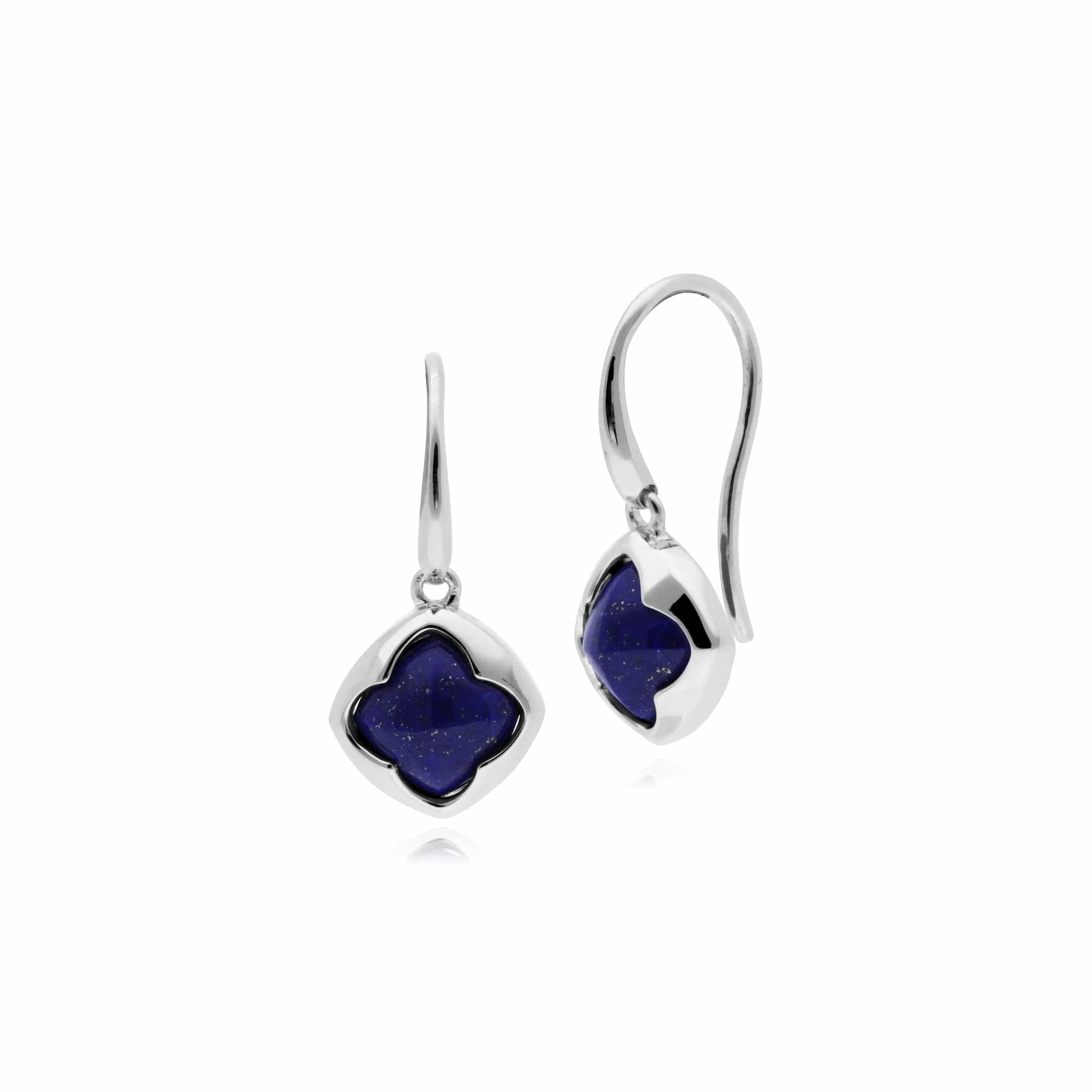 Geometric Sugarloaf Lapis Lazuli Diamond Prism Drop Earrings in 925 Sterling Silver - Gemondo