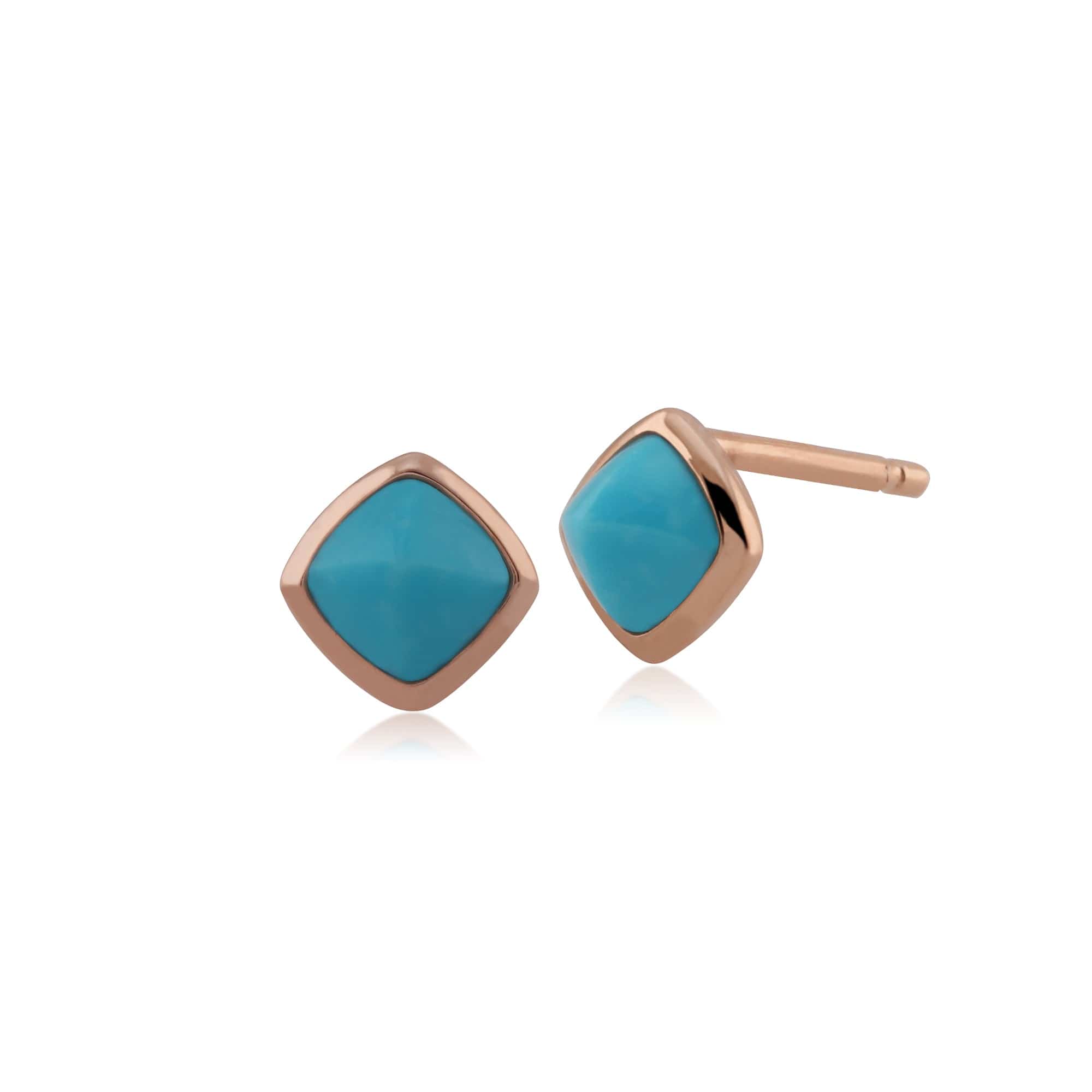 Gemondo Rose Gold Plated Sterling Silver Cushion Turquoise 5mm Stud Earrings Image