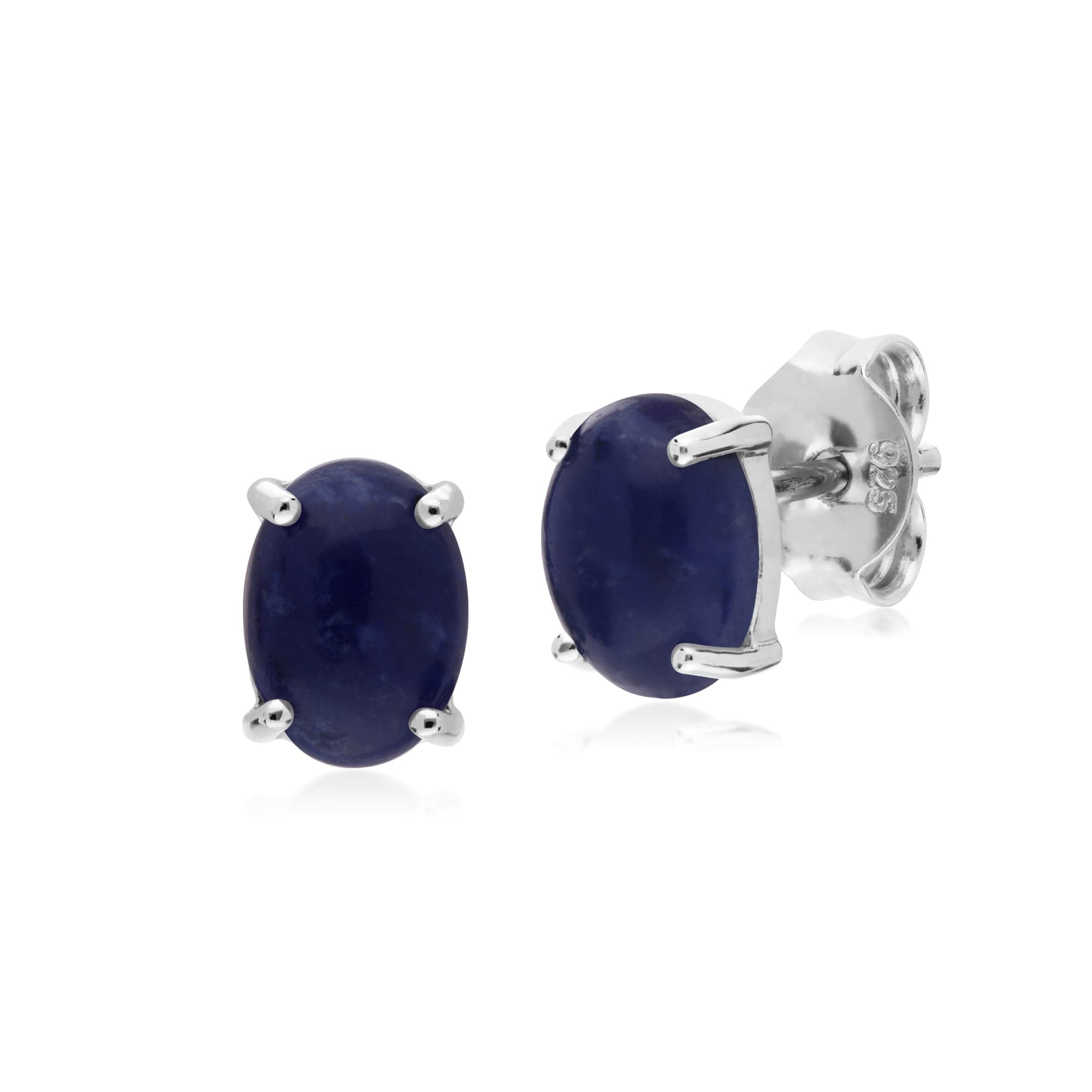 270E023907925-270P023807925 Classic Oval Sodalite Stud Earrings & Pendant Set in 925 Sterling Silver 2