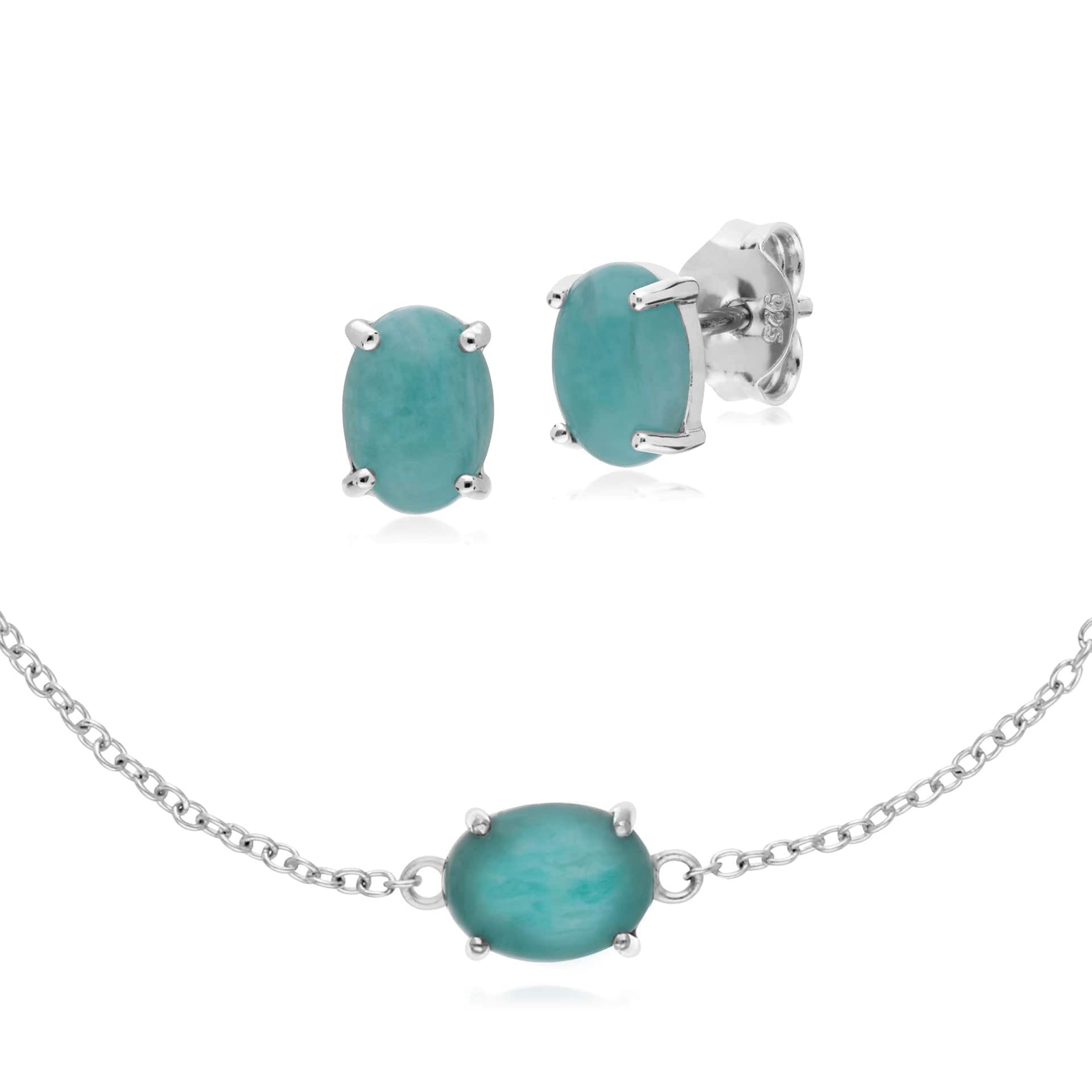 Classic Amazonite Studs & Bracelet Set Image 1