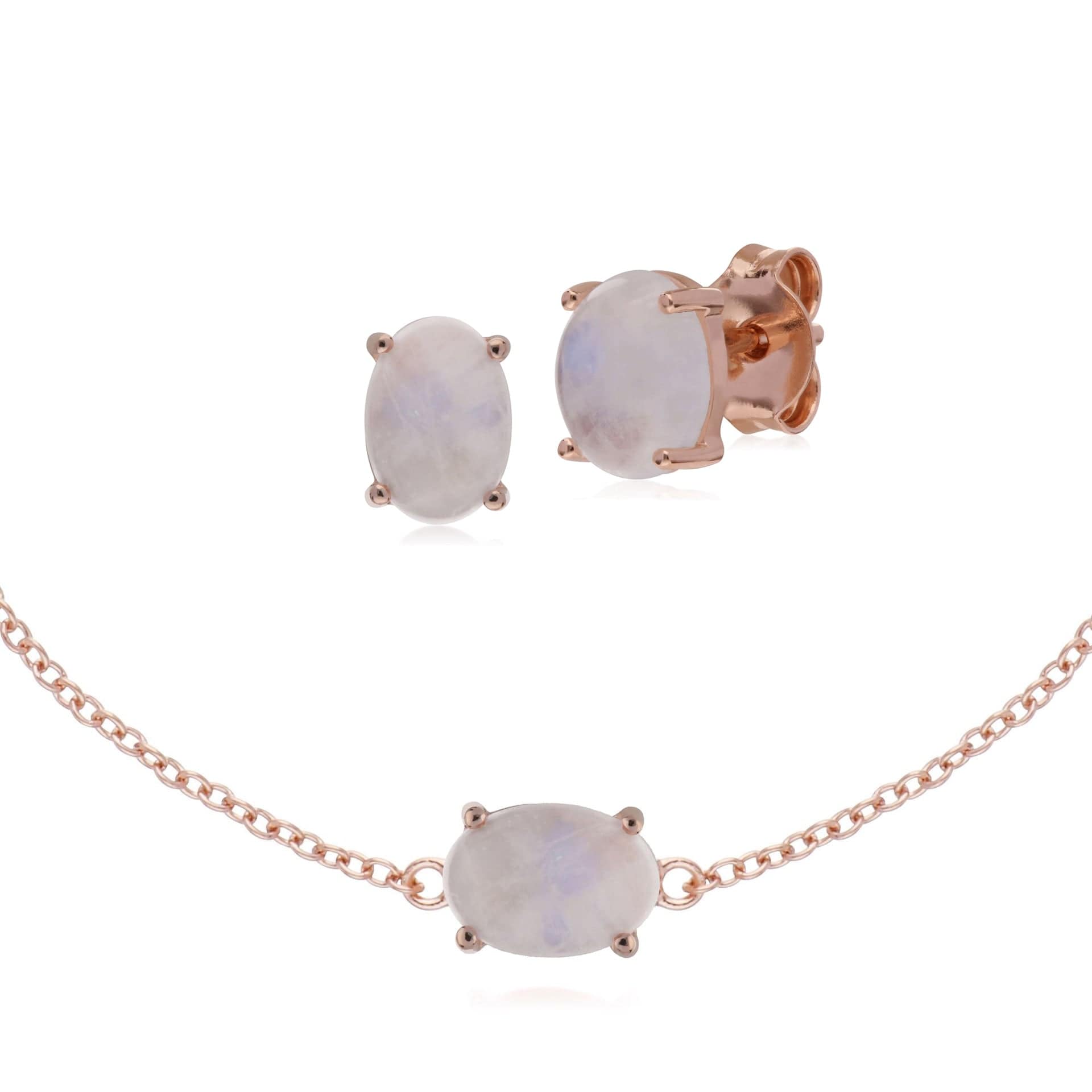 Classic Rainbow Moonstone Studs & Bracelet Set Image 1