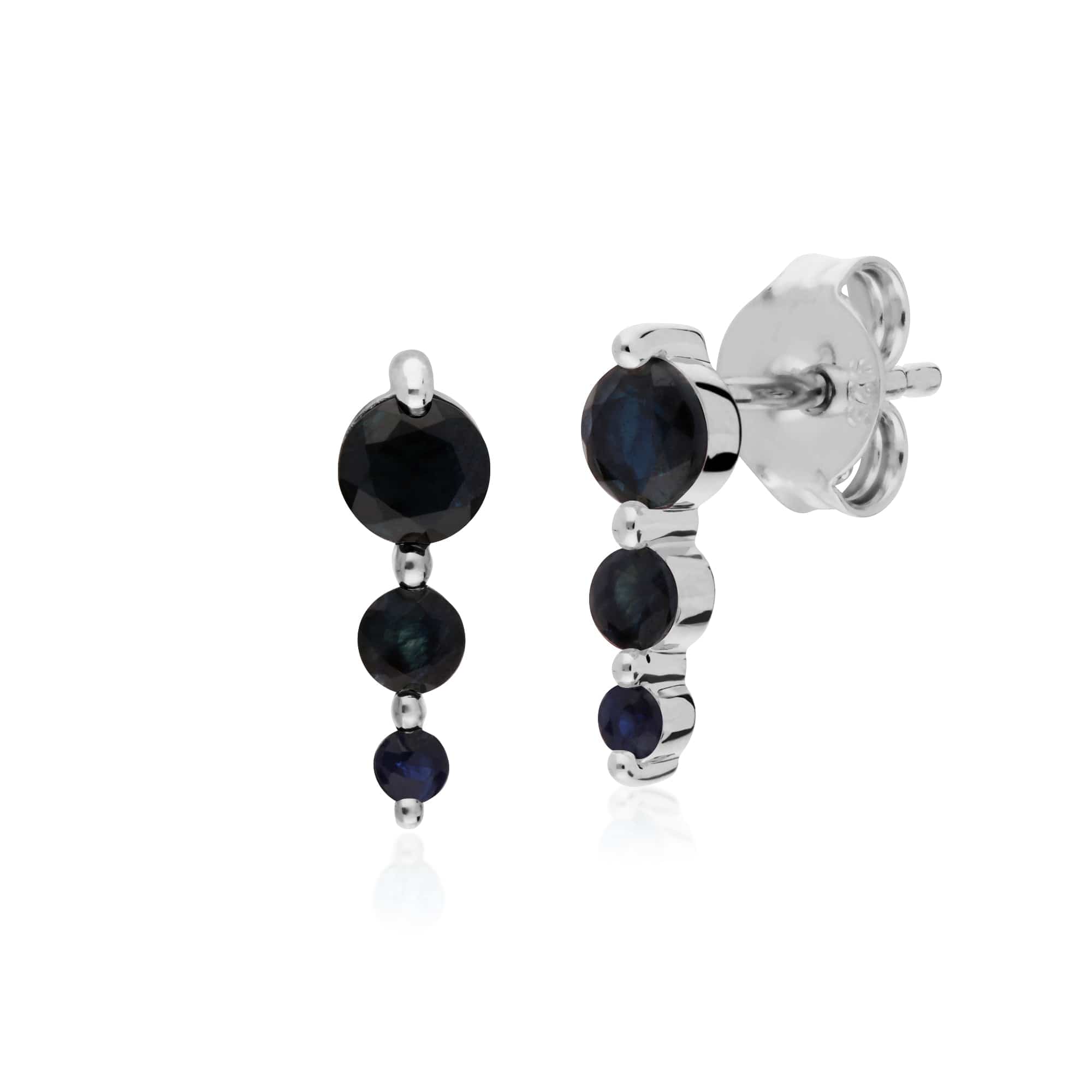 270E025506925-270L011106925 Classic Round Sapphire Three Stone Earrings & Bracelet Set in 925 Sterling Silver 2