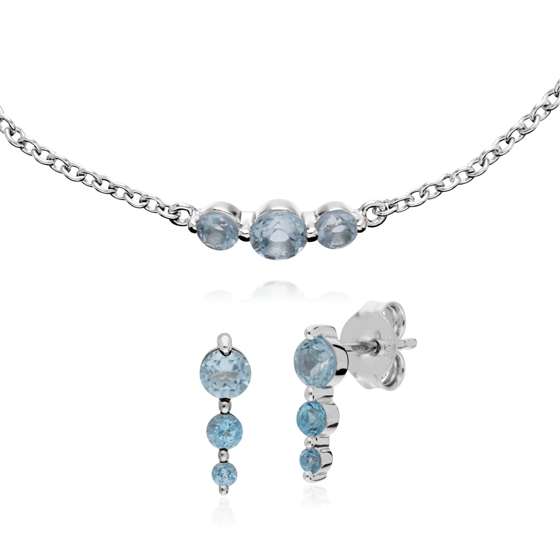 Classic Blue Topaz Studs & Bracelet Set Image 1