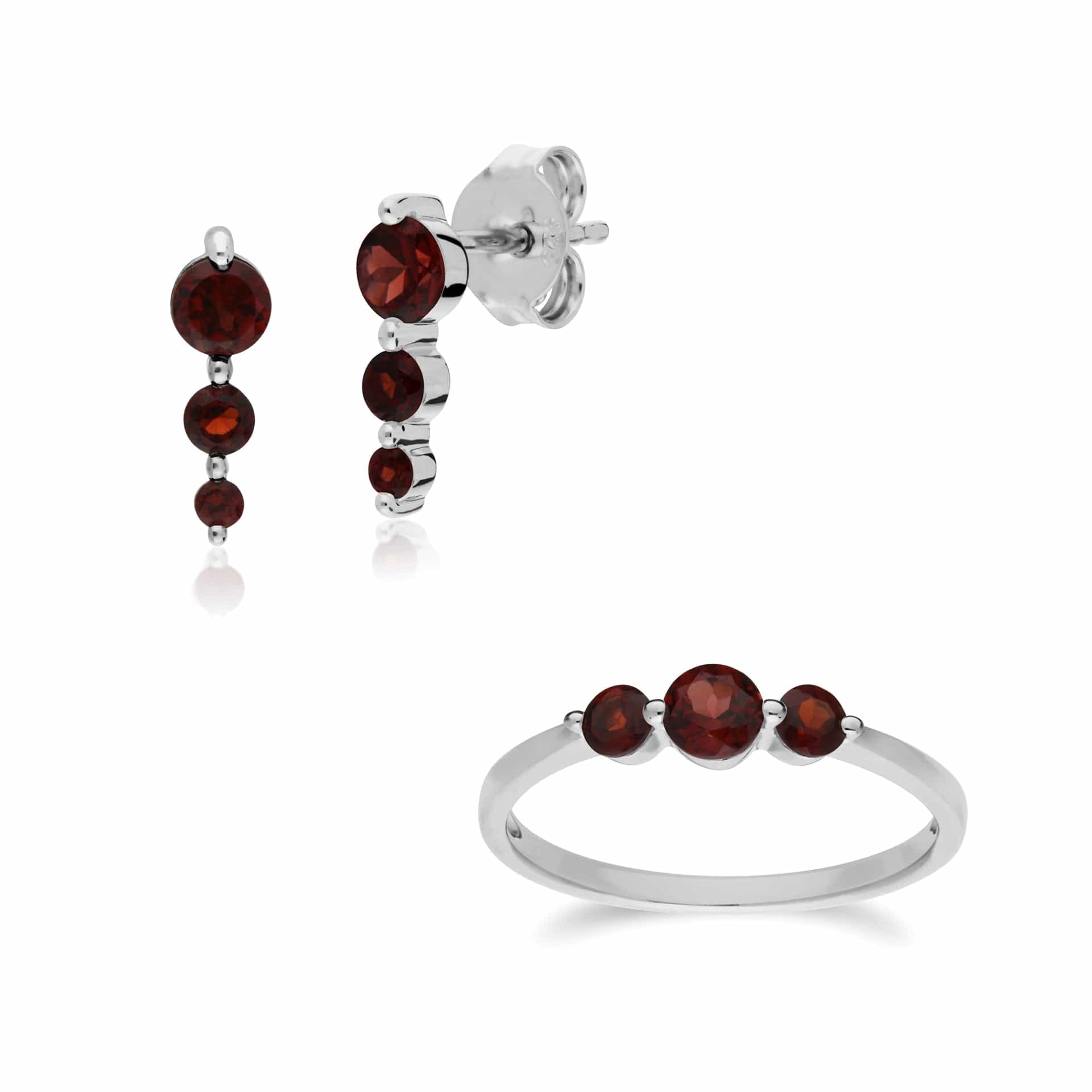 Classic Round Garnet Gradient Earrings & Ring Set Image 1
