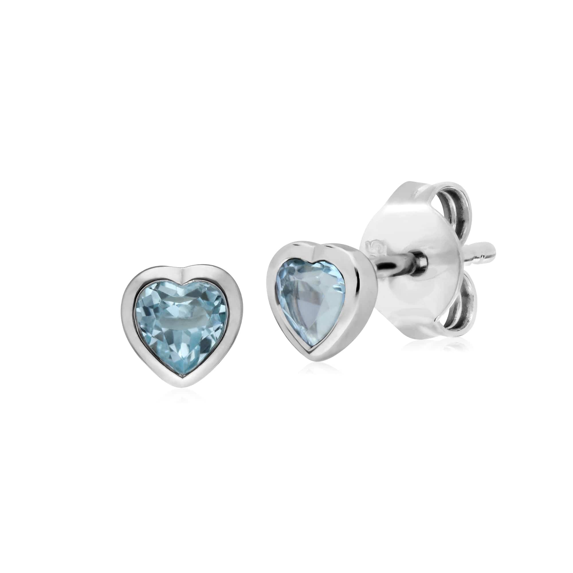 Classic Heart Blue Topaz Stud Earrings & Pendant Set Image 2