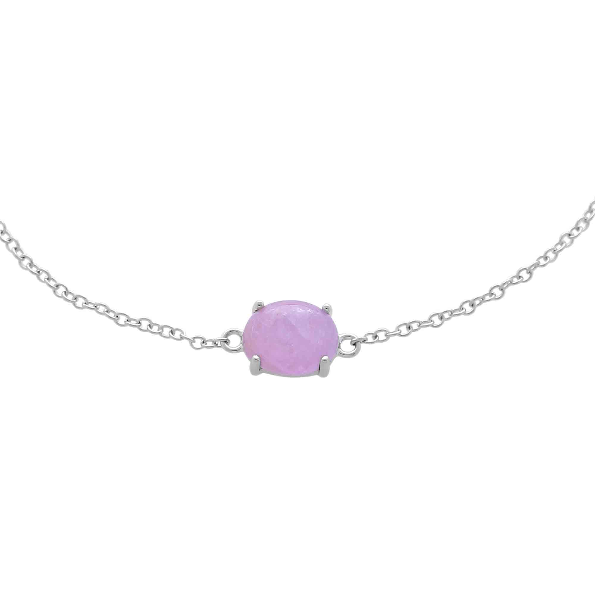 Classic Oval Milky Kunzite Single Stone Bracelet In Sterling Silver - Gemondo