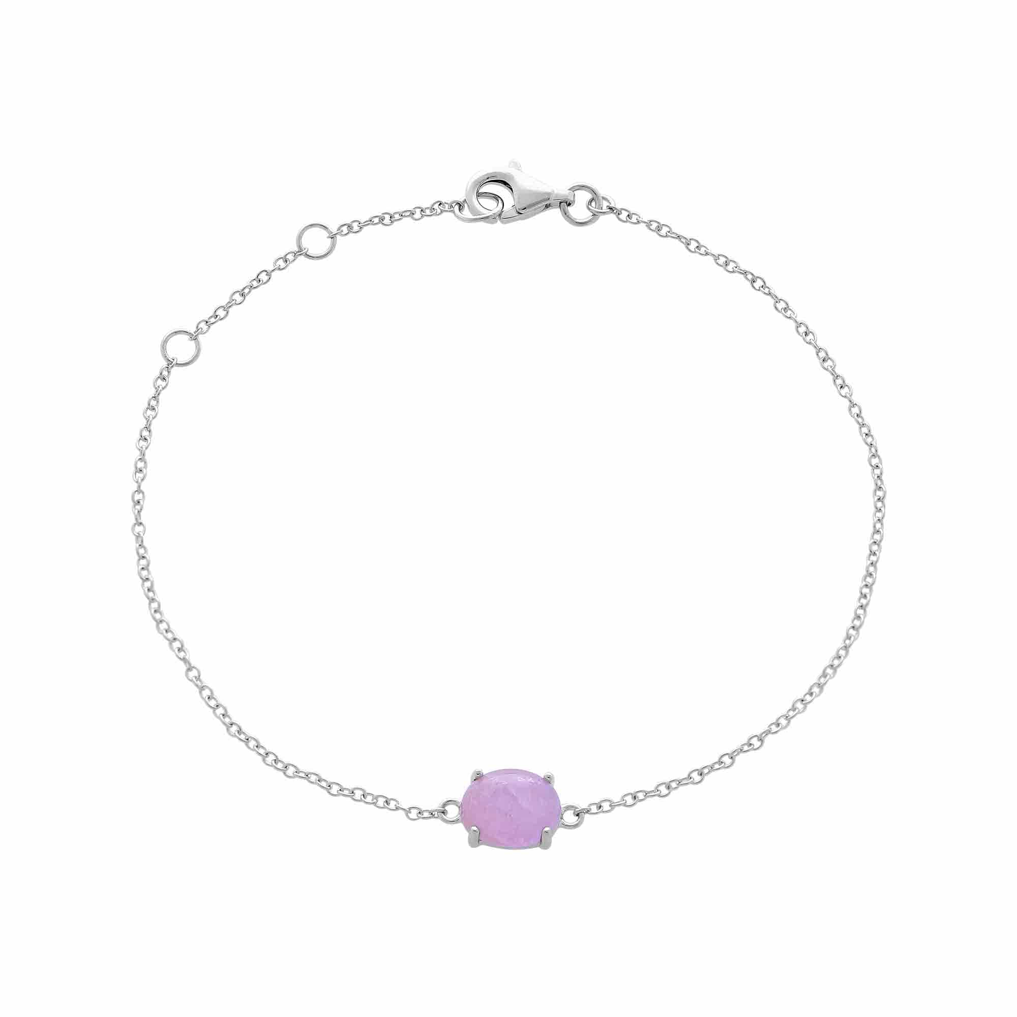 Classic Oval Milky Kunzite Single Stone Bracelet In Sterling Silver - Gemondo