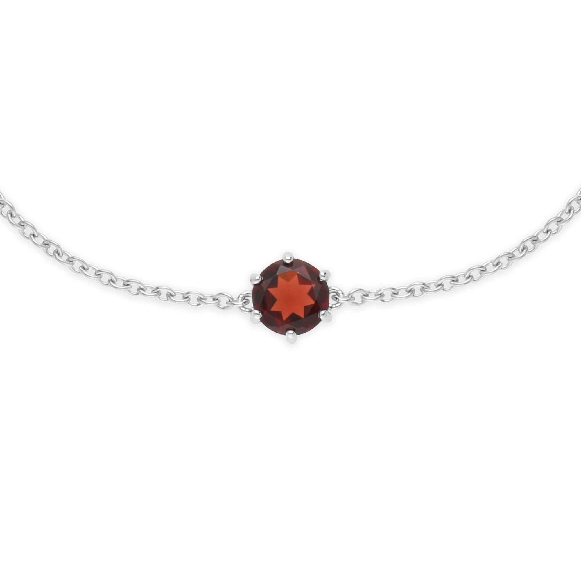 270L010803925 Classic Round Garnet 6 Claw Set Single Stone Bracelet in 925 Sterling Silver 2