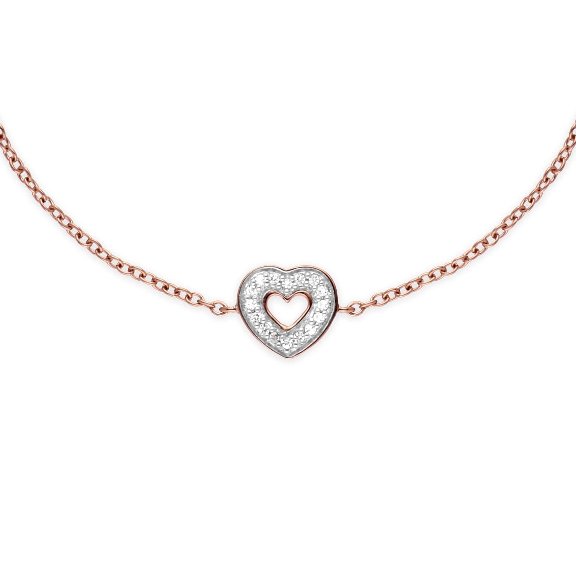 270L010901925 Gemondo Rose Gold Plated Sterling Silver Clear Topaz Heart 19cm Bracelet 1