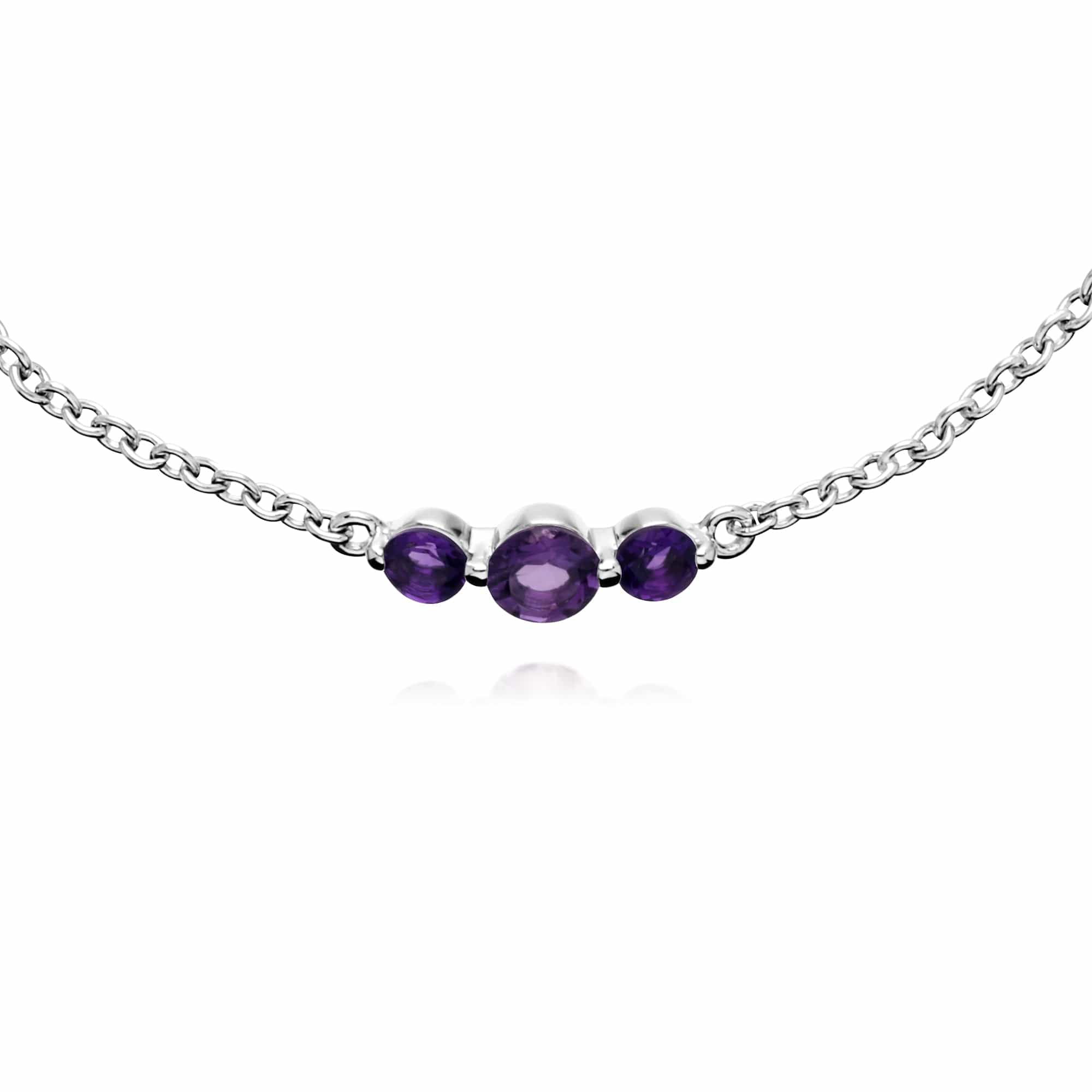 270L011103925 Classic Round Amethyst Three Stone Gradient Bracelet in Sterling Silver 2
