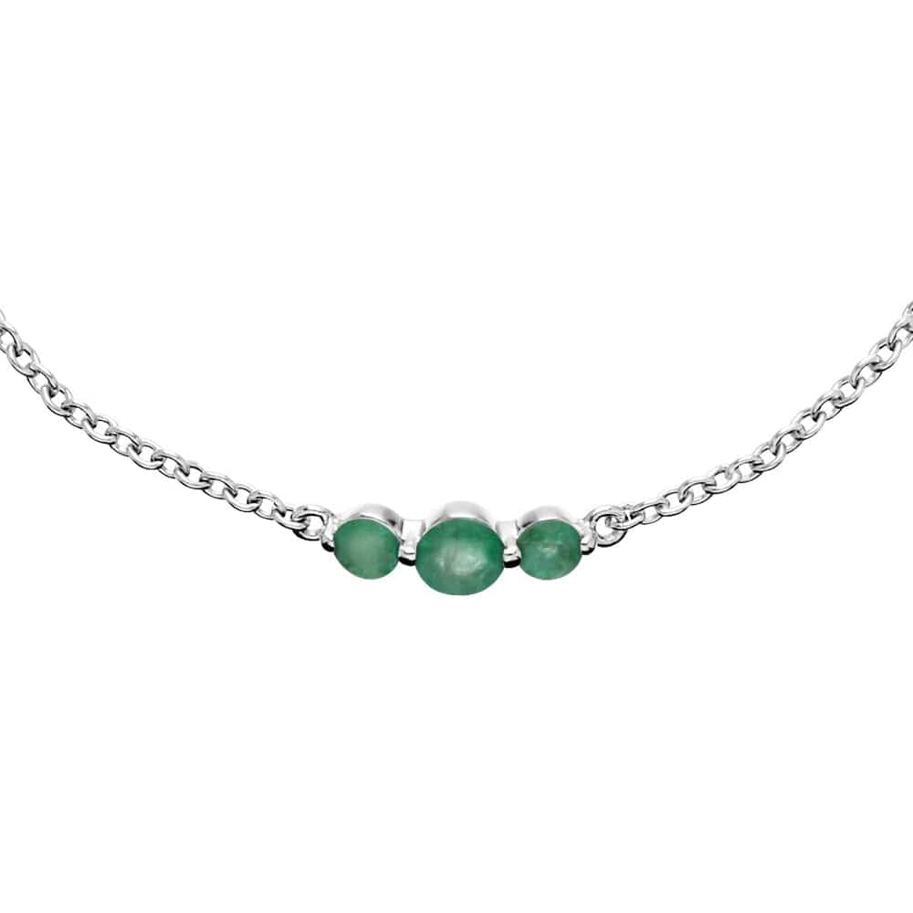 Classic Round Emerald Three Stone Gradient Bracelet in 925 Sterling Silver - Gemondo