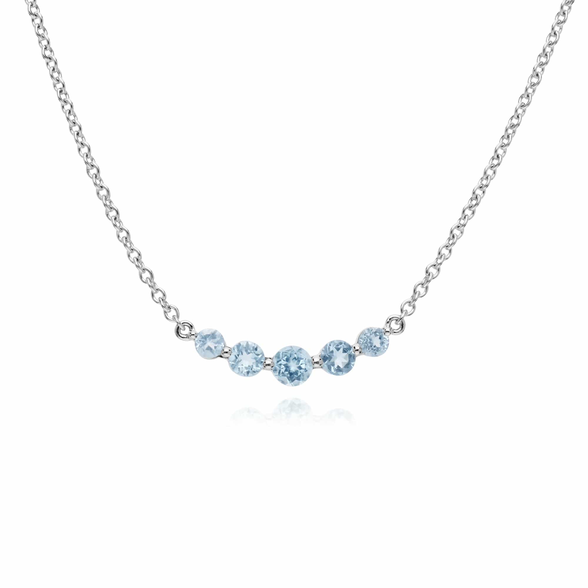 Classic Round Blue Topaz Five Stone Bracelet & Necklace Set Image 3