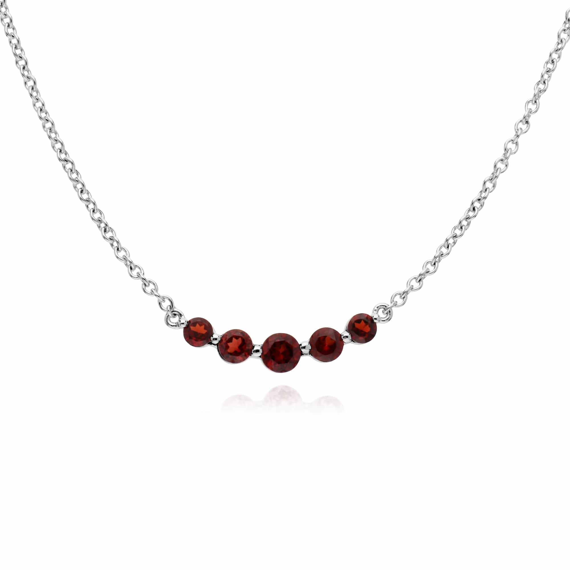 270N034102925 Classic Round Garnet 5 Stone Gradient Necklace in 925 Sterling Silver 1