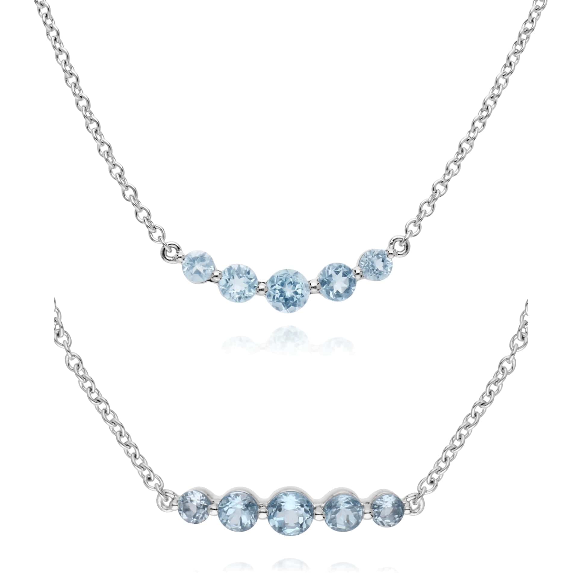 Classic Round Blue Topaz Five Stone Bracelet & Necklace Set Image 1