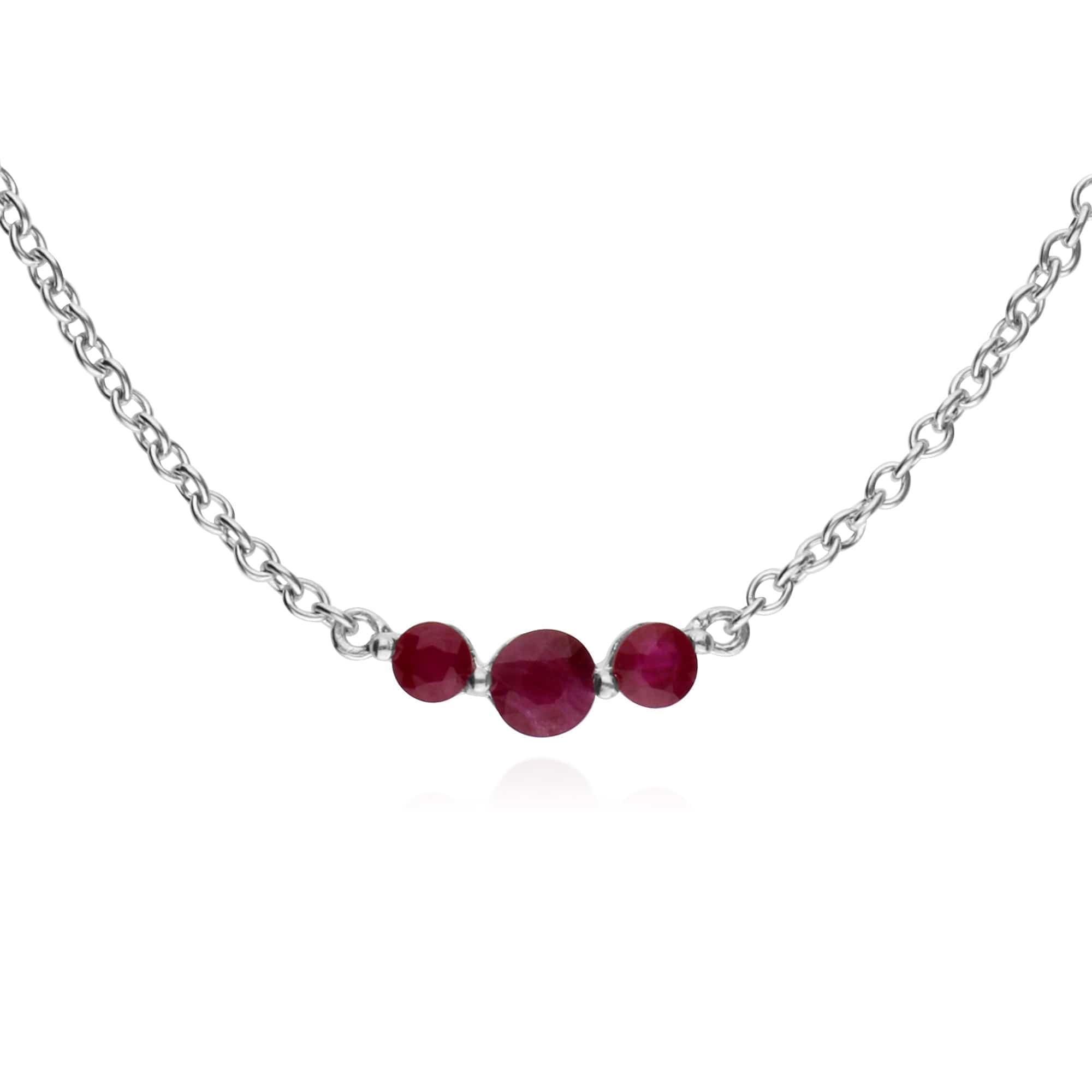 Classic Ruby Three Stone Gradient Earrings & Necklace Set Image 3