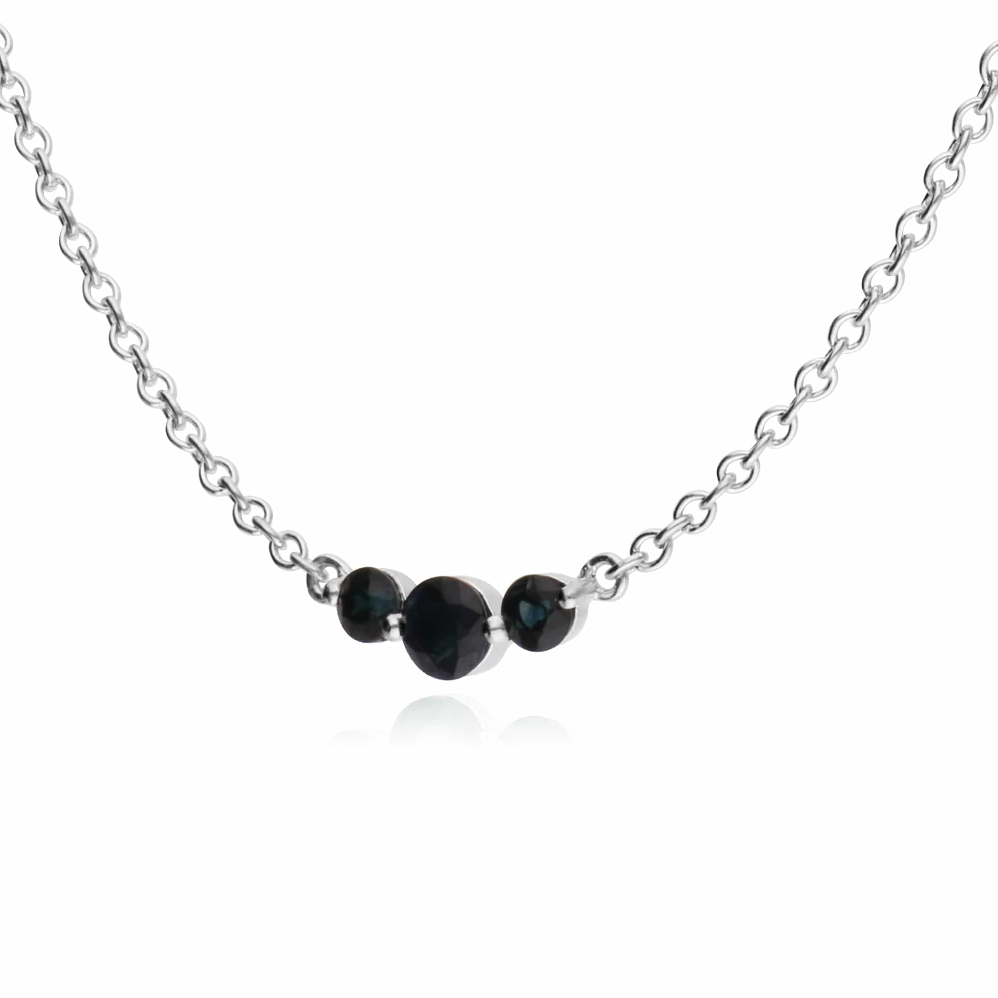 270N034206925 Classic Round Sapphire 3 Stone Gradient Necklace in 925 Sterling Silver 2